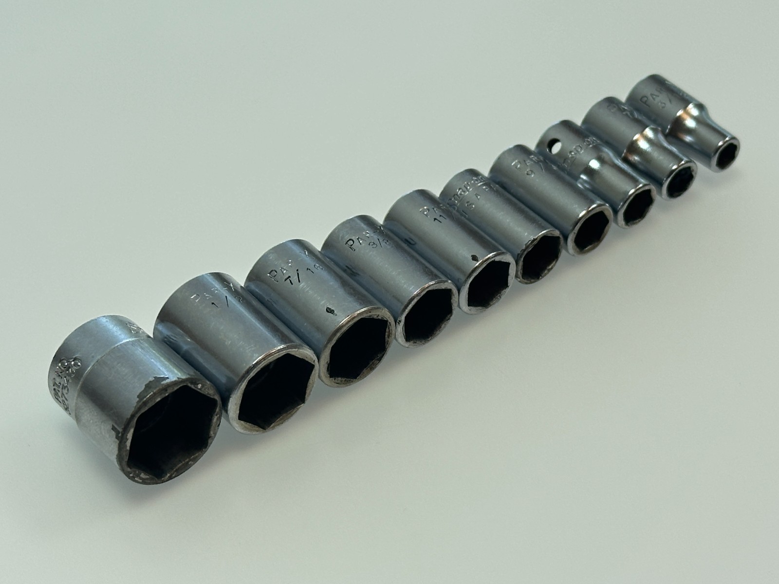 🇺🇸 PAR-X & Snap-On USA 10pc SAE 1/4″ Drive Shallow Socket Set, 3/16″ to 9/16″