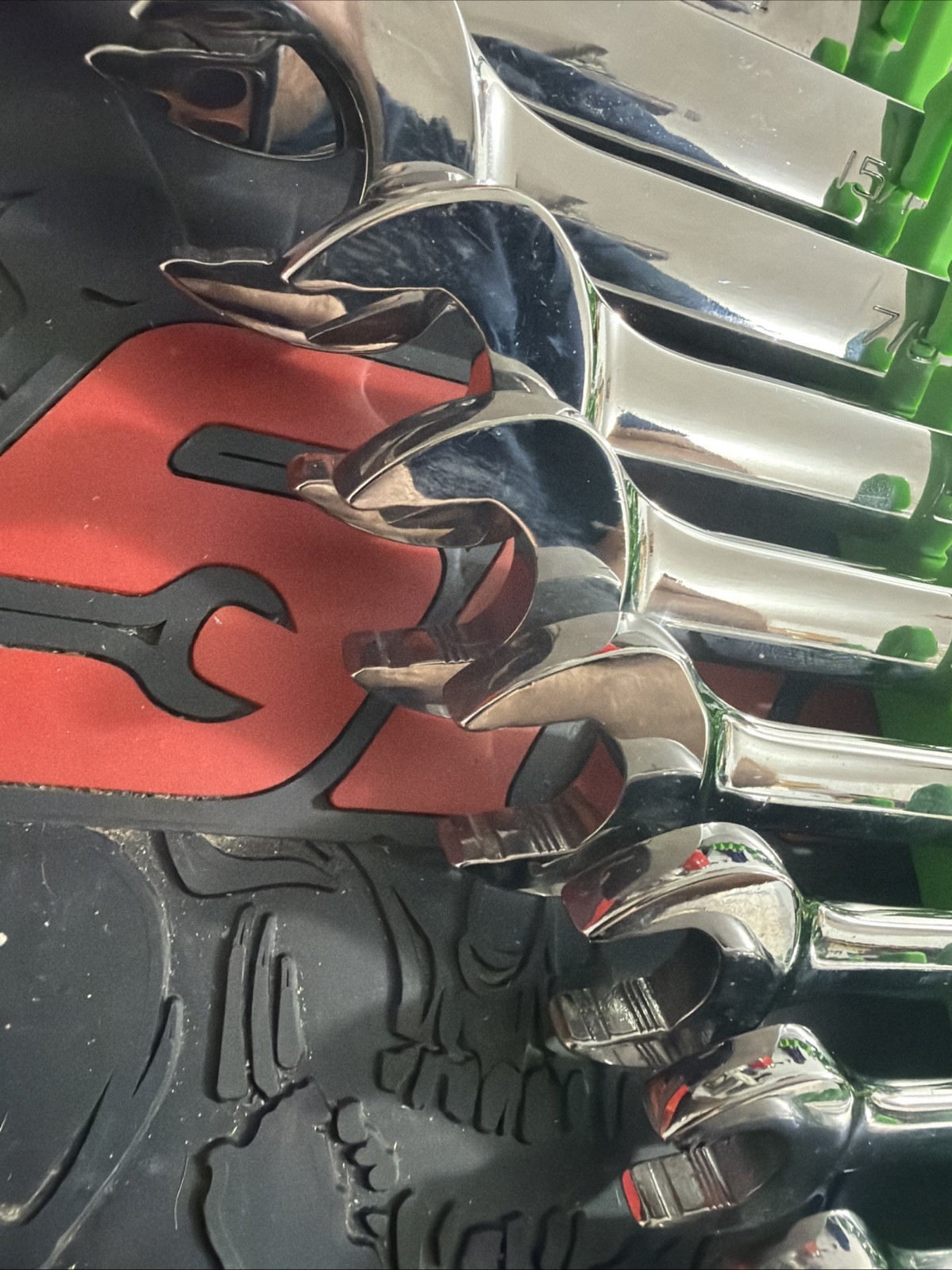 Snap On Flank Drive Plus LONG Sae Wrench Set 3/8-1” GREEN RACK NOT INCLUDED