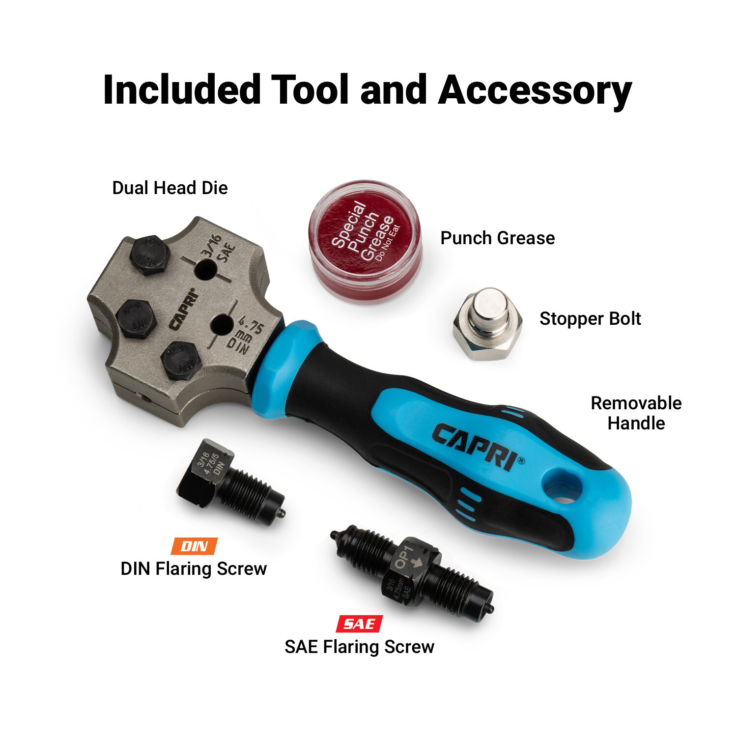Capri Tools 3/16″ Dual Head Flaring Tool, ISO Bubble Flare and SAE Double Flare