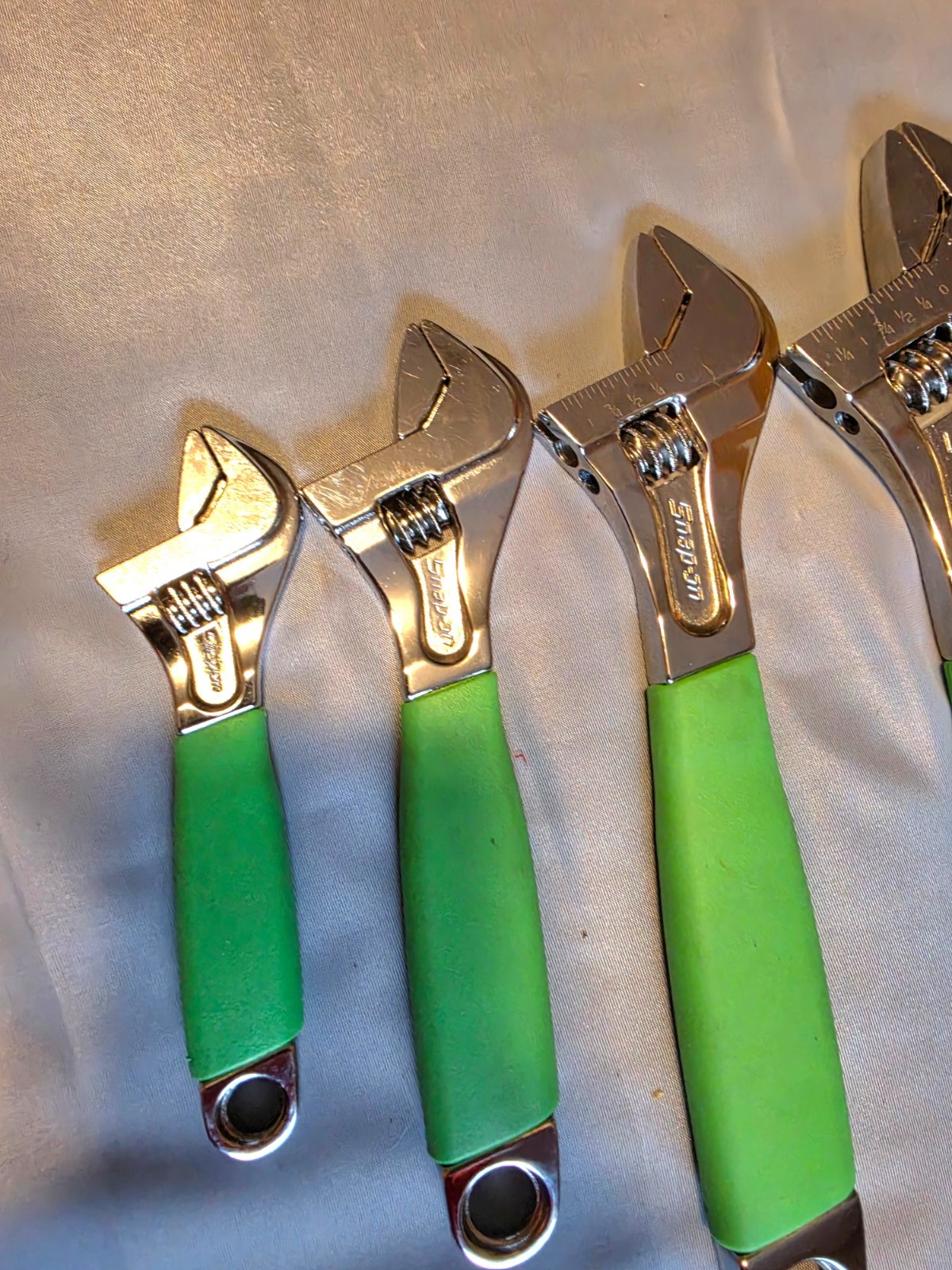 Snap-on™ 6″ 8″ 10″ 12″ Green Flank Drive Plus Adjustable Wrench Set Nice!