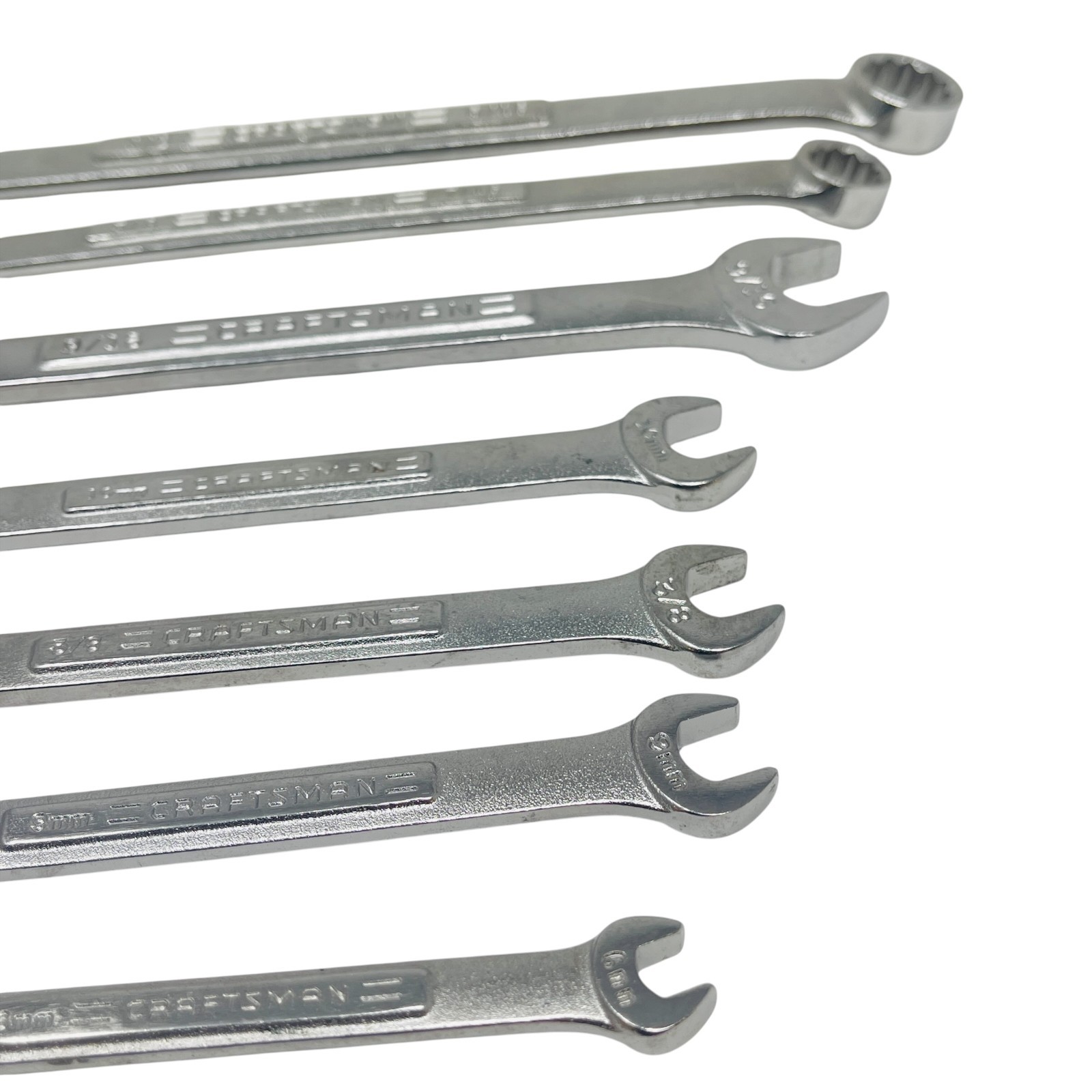 Craftsman Wrench Lot Mixed SAE & Metric Set Offset Box & Open End, 7 Pcs