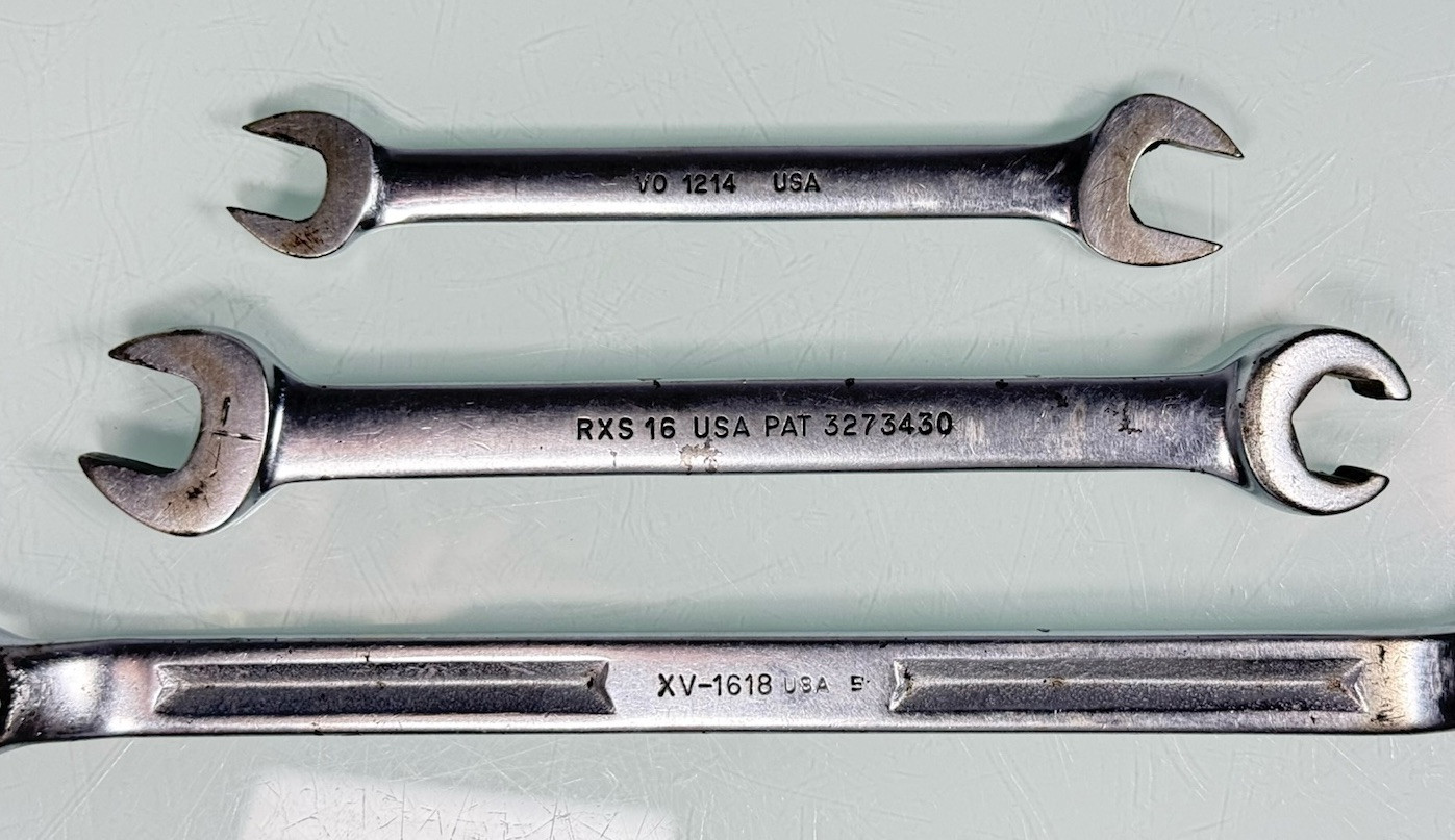 3pc Snap On Combination Wrench Lot SAE USA XV-1618 / RXS 16 / V0 1214 – Vintage
