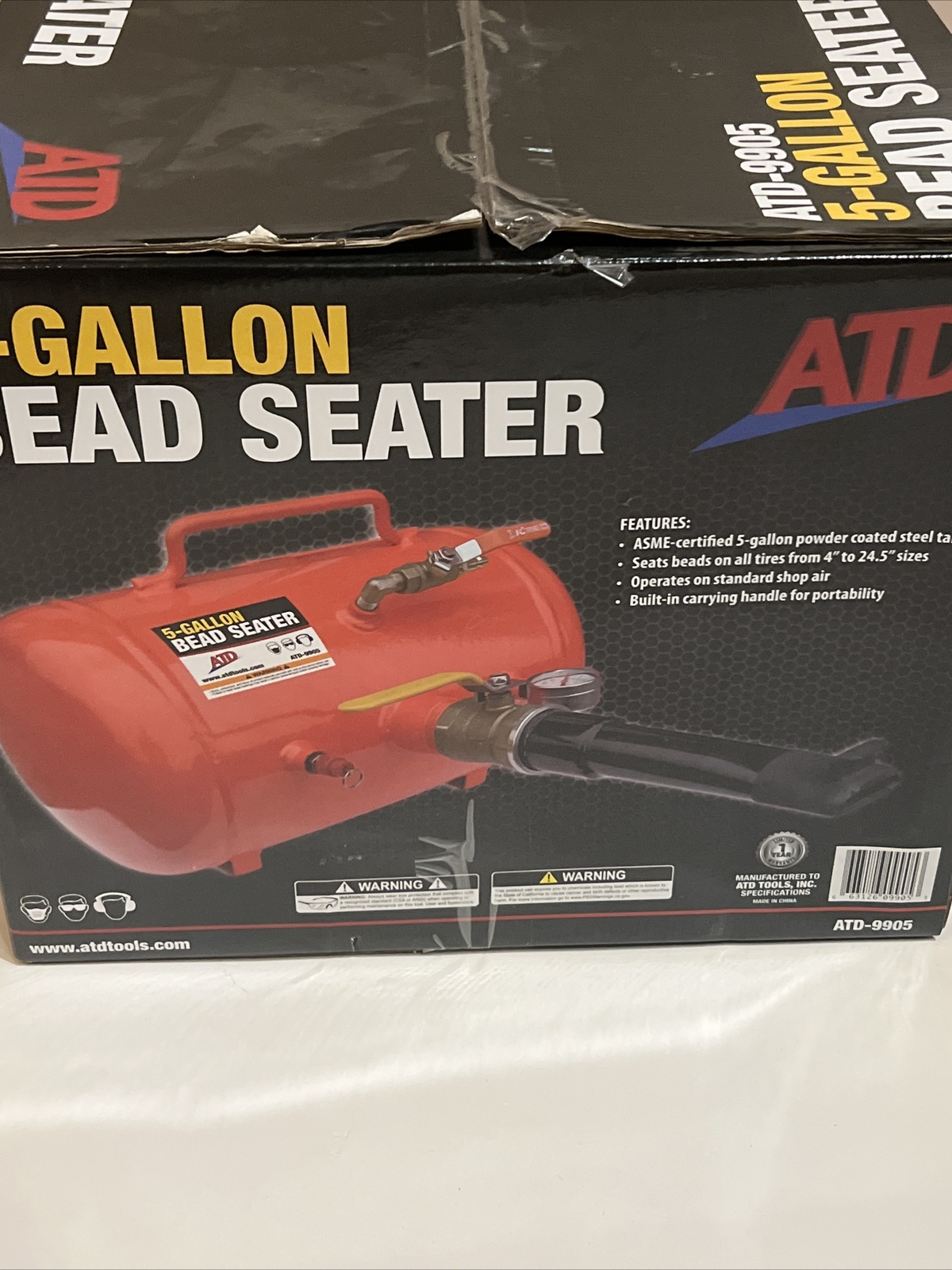 ATD Portable 5 gallon Tank Air Tire Bead Seater w/ gauge #9905. Free Shipping