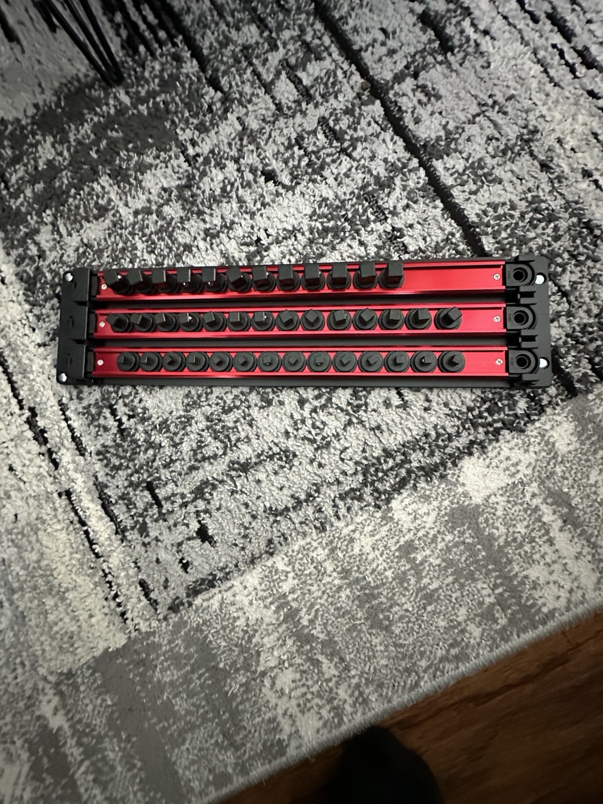 3pc 16″ Long Aluminum Magnetic Socket Rails 1/4″, 3/8″ & 1/2″, Red