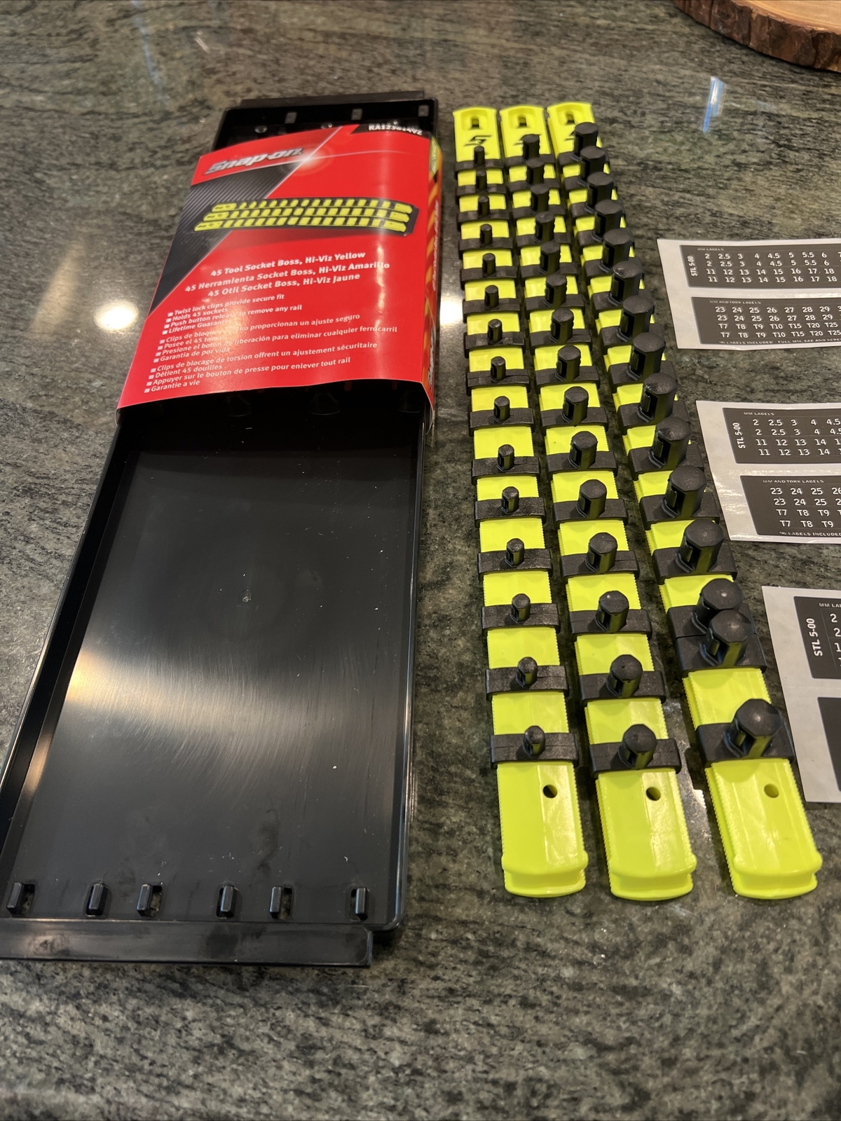 Snap On ka123814vz twist lock socket rail tray 1/2, 3/8, 1/4″ hi viz