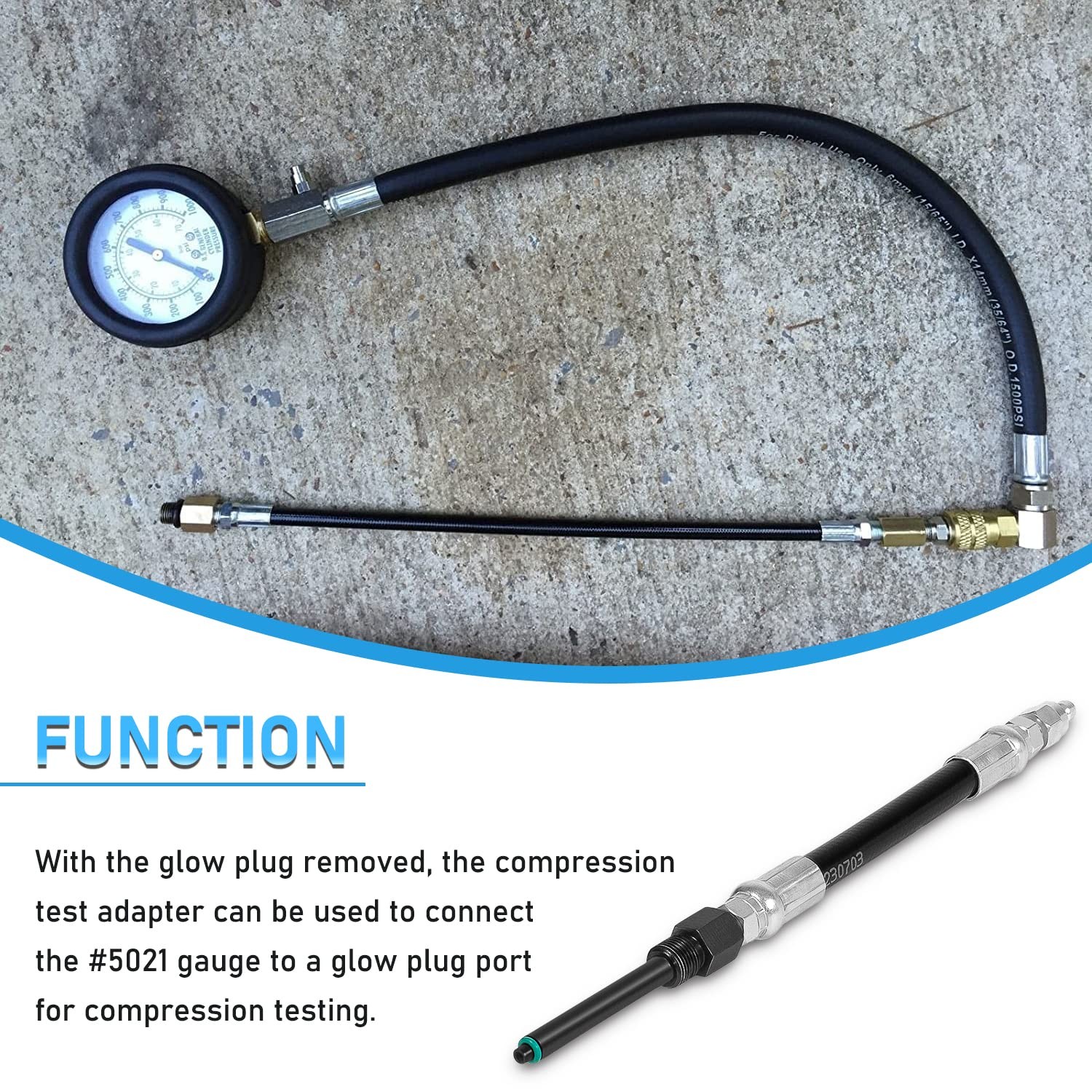 For Ford 6.0L Diesel 6660 Compression Tester Adapter Hose w/ O-Ring 2003-2006