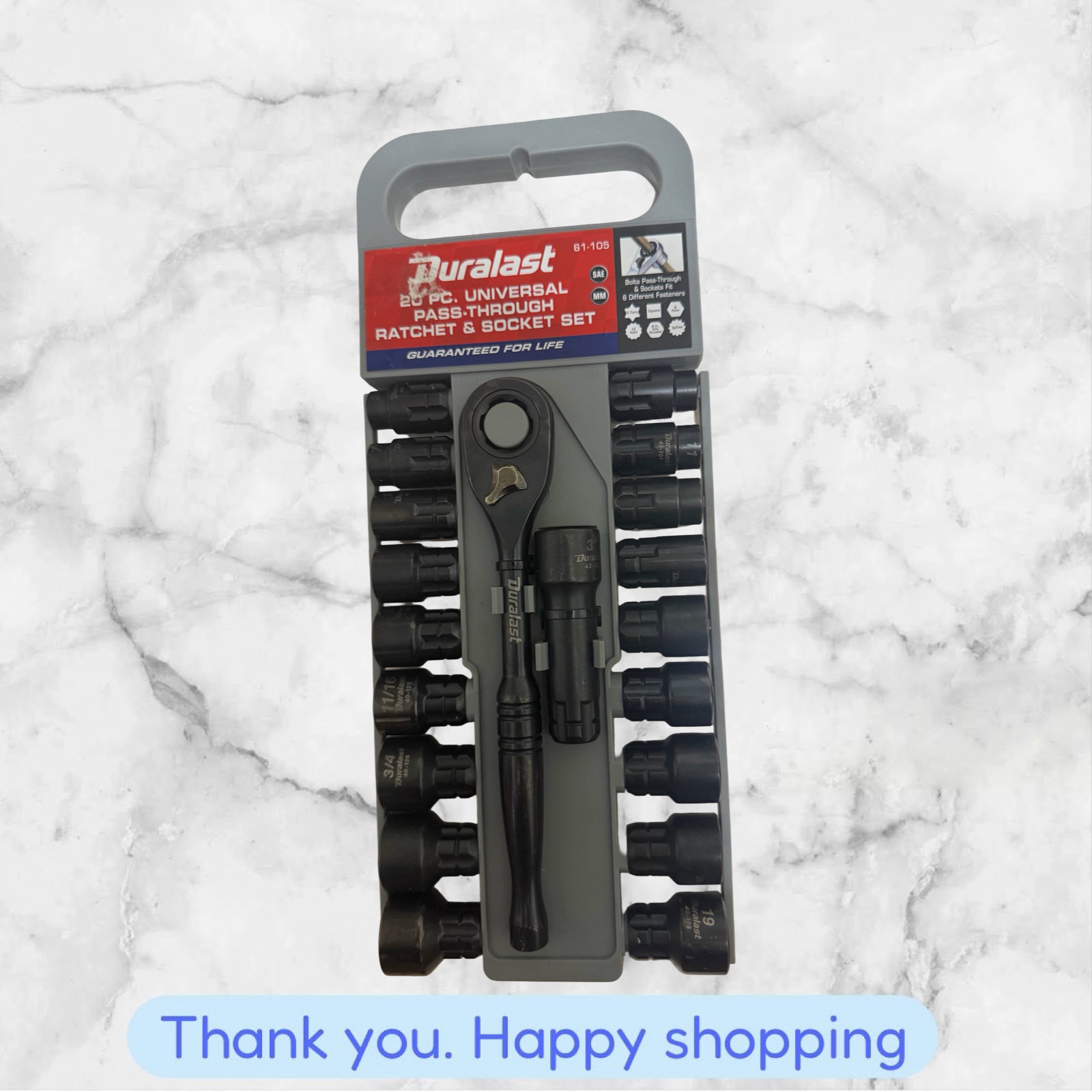 Duralast (61-105) 20PC Universal Ratchet and Socket Set NEW SHIPPING