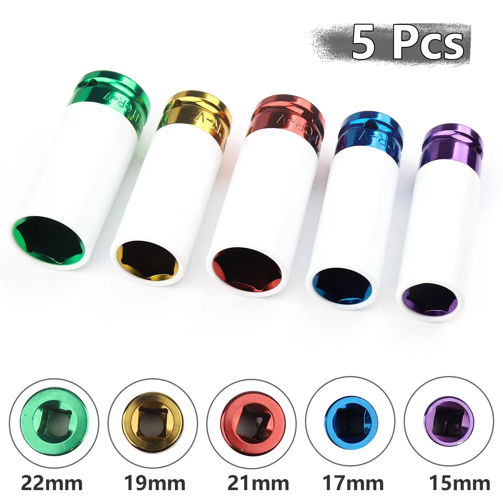 5pcs Lug Nut Socket Impact Socket Set Thin Wall Socket Wheel Protector 1/2″ New