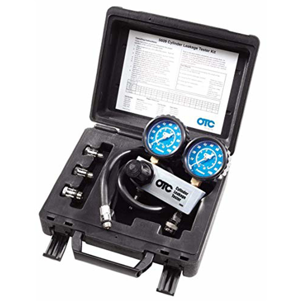 OTC 5609 Cylinder Leakage Tester Kit Dual Gauges with Hose Adapters Case