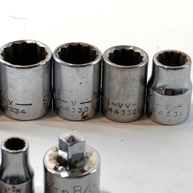 Vtg Craftsman 3/8″ & 1/4 Drive 12pt SAE 14pc Socket Set USA **1/4″ is 6pt READ
