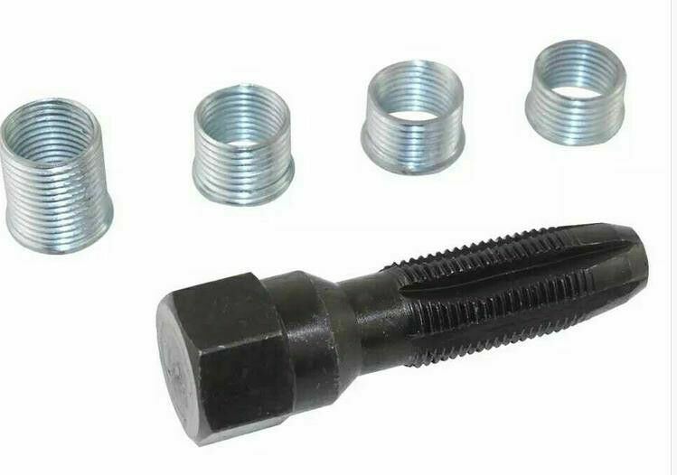 14MM Spark Plug Rethread Tool 4 Inserts Thread Reamer Tap Repair KIT Universal