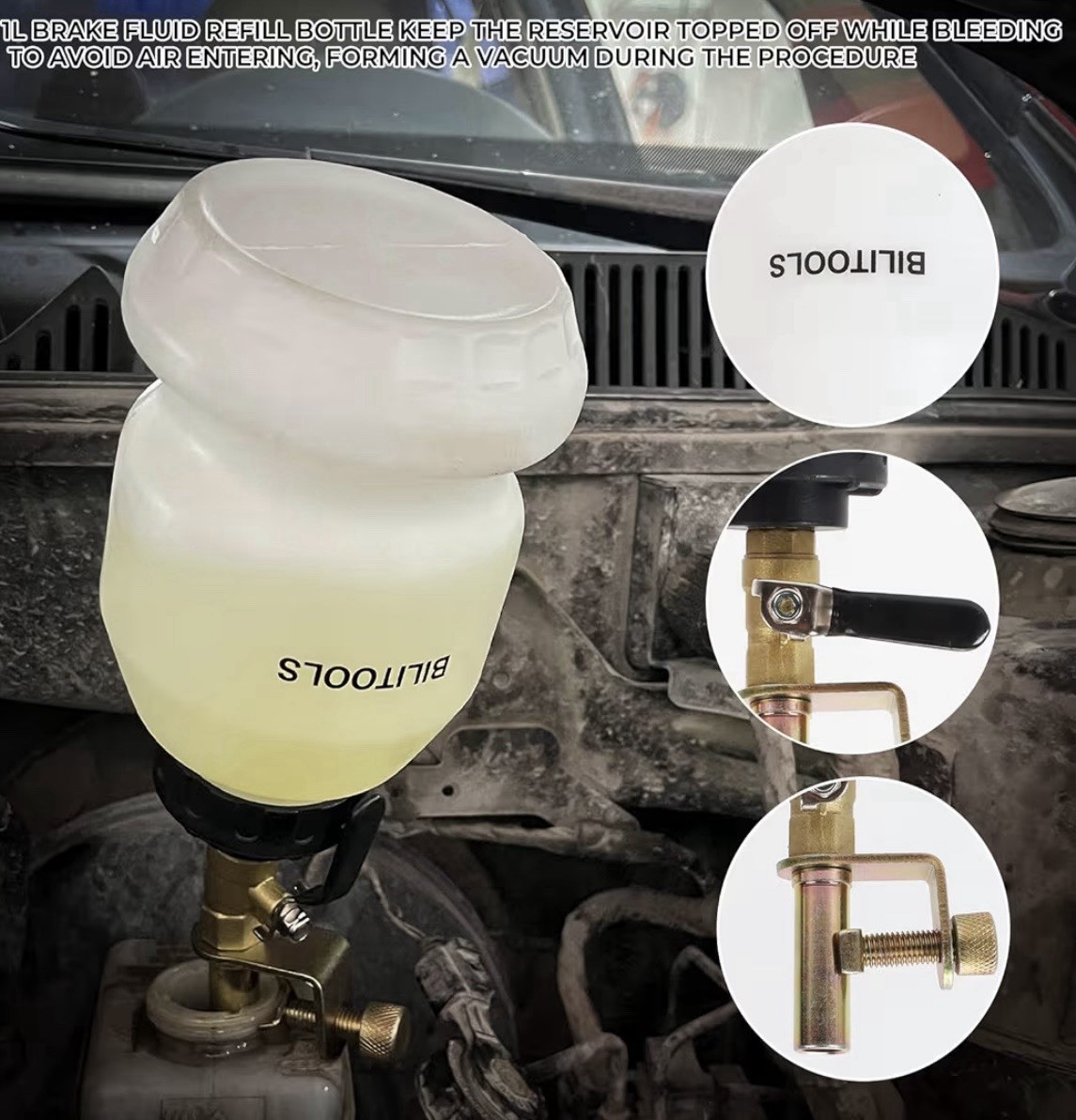 Universal One Person Pneumatic Brake System Clutch Fluid Bleeding Extractor Tool