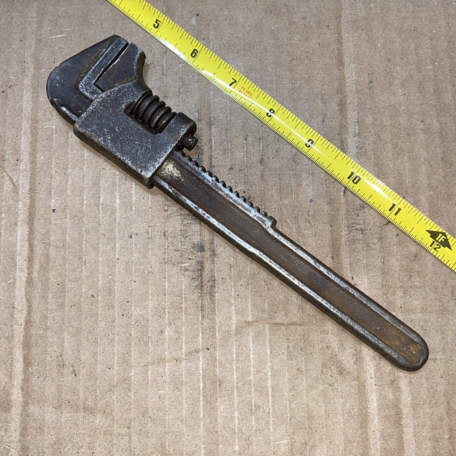Vintage 9 In AUTO Adjustable Pipe Wrench 9″ Made In USA 9in Antique