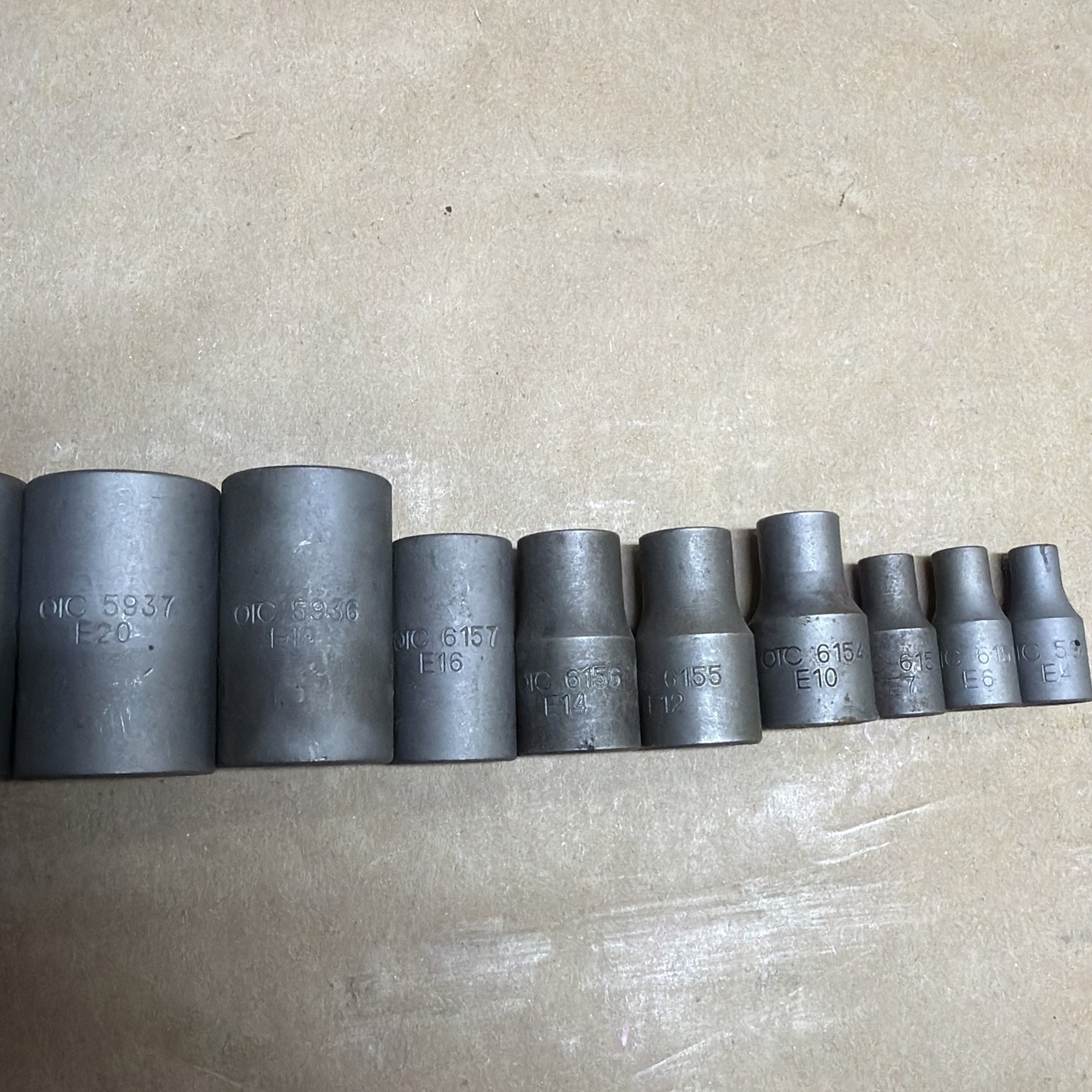 OTC External Torx Bit Sockets Lot of 11 (24,22,20,18,16,14,12,10,7,6,4) Used
