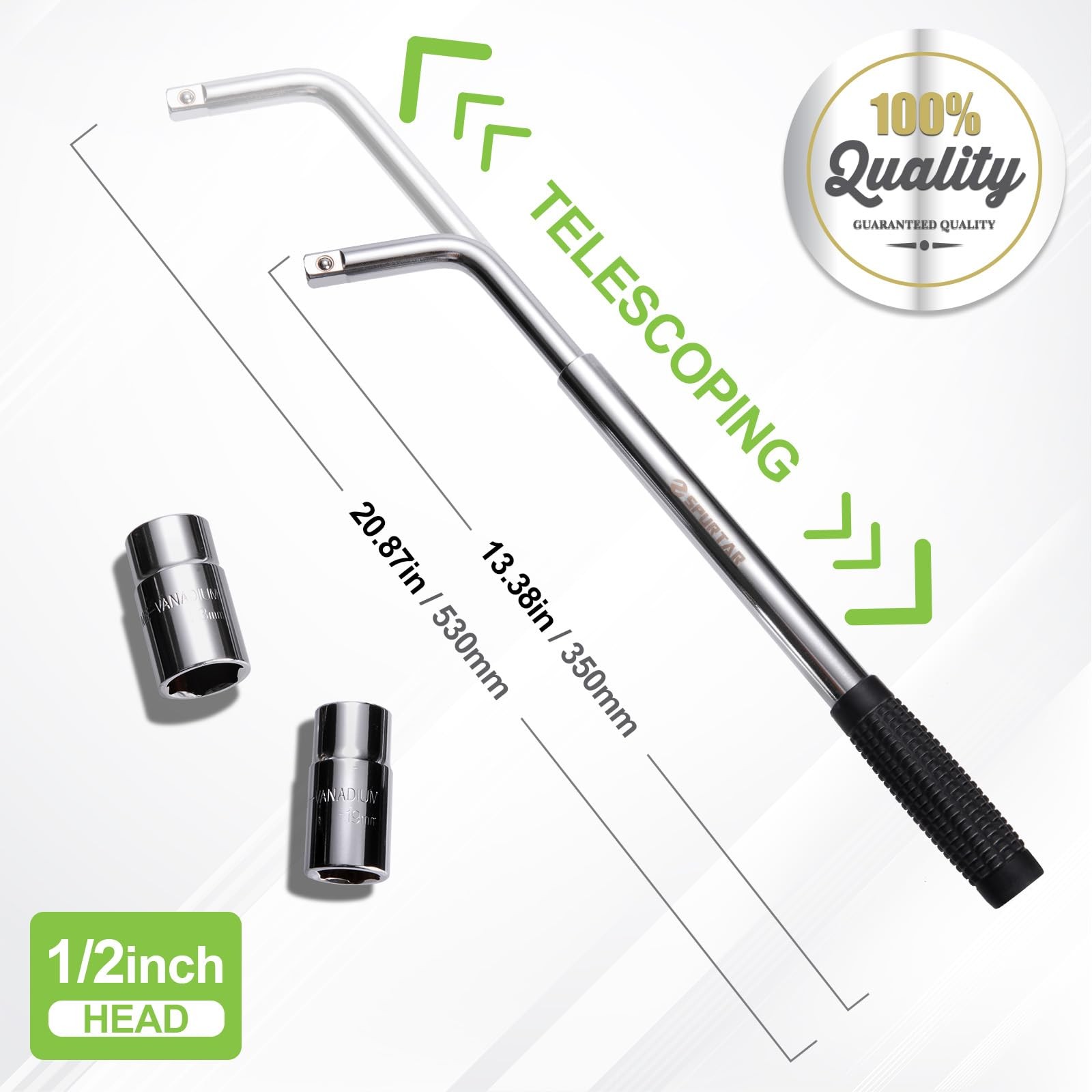 Telescoping Lug Wrench Extendable Wheel Brace Lug Nut Wrenchs Tire Repair Too…