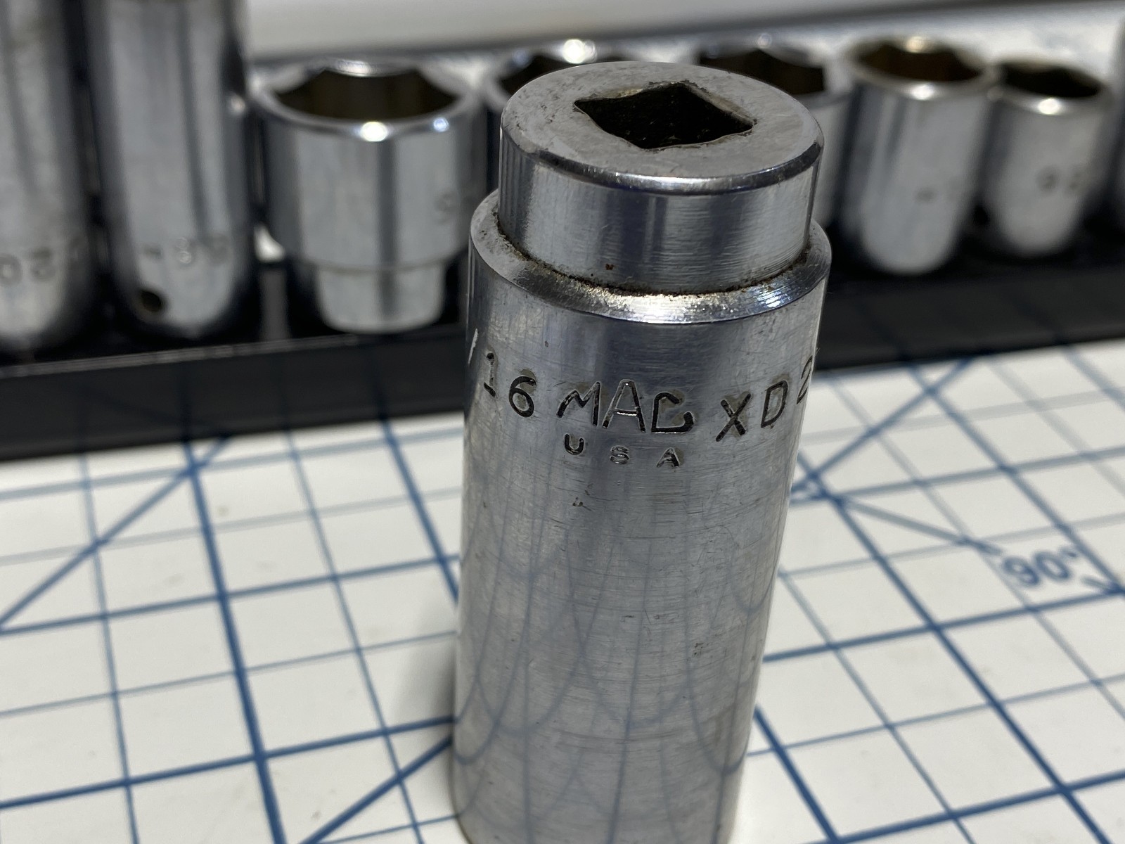 MAC Tools Asst Lot (14) SAE 3/8” drive Sockets 3/8” – 13/16” + Ext & Mag Holder