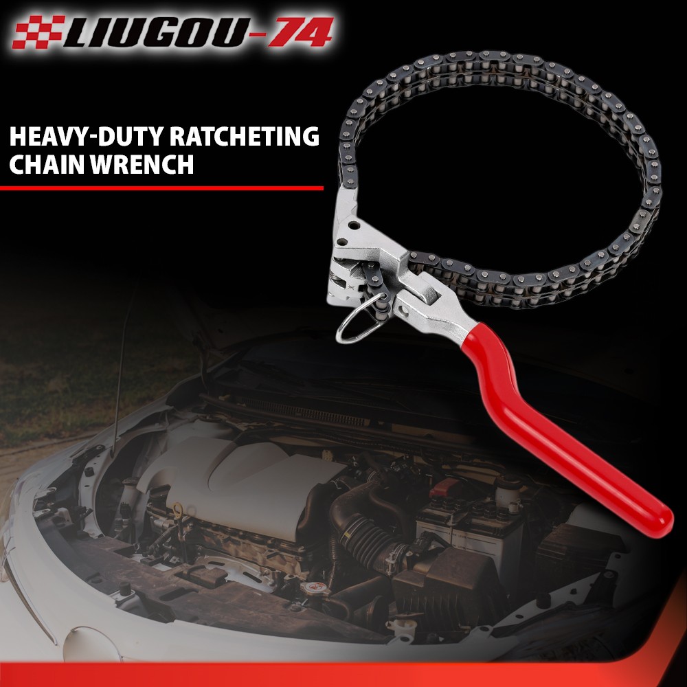 Heavy-Duty Ratcheting Chain Wrench Oil Filter Change Pipe Fittings 60-160mm