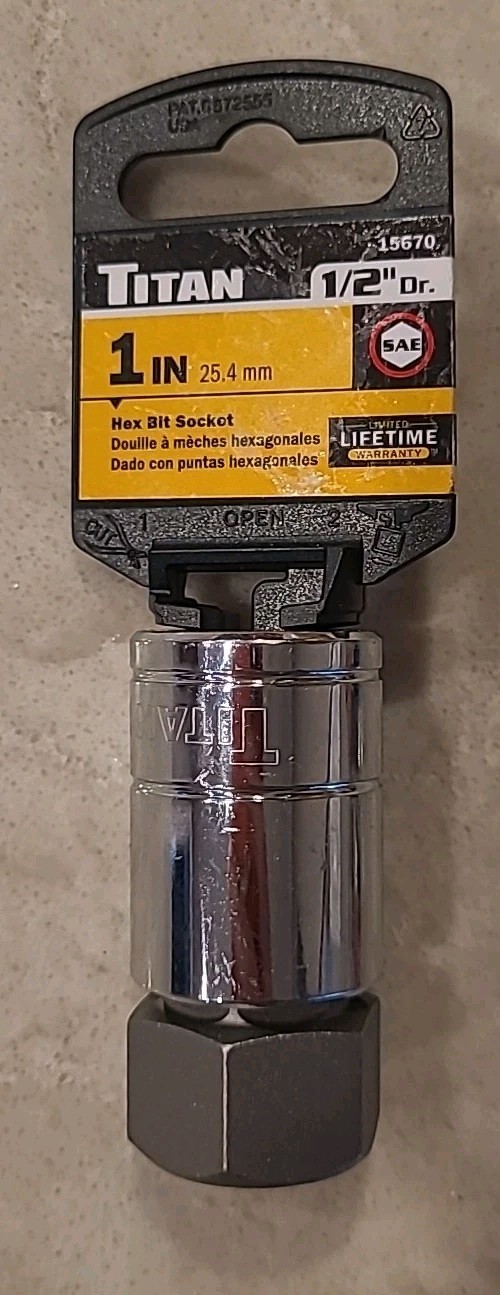 Titan 15670 1/2-Inch Drive x 1-Inch Hex Bit Socket – 1″