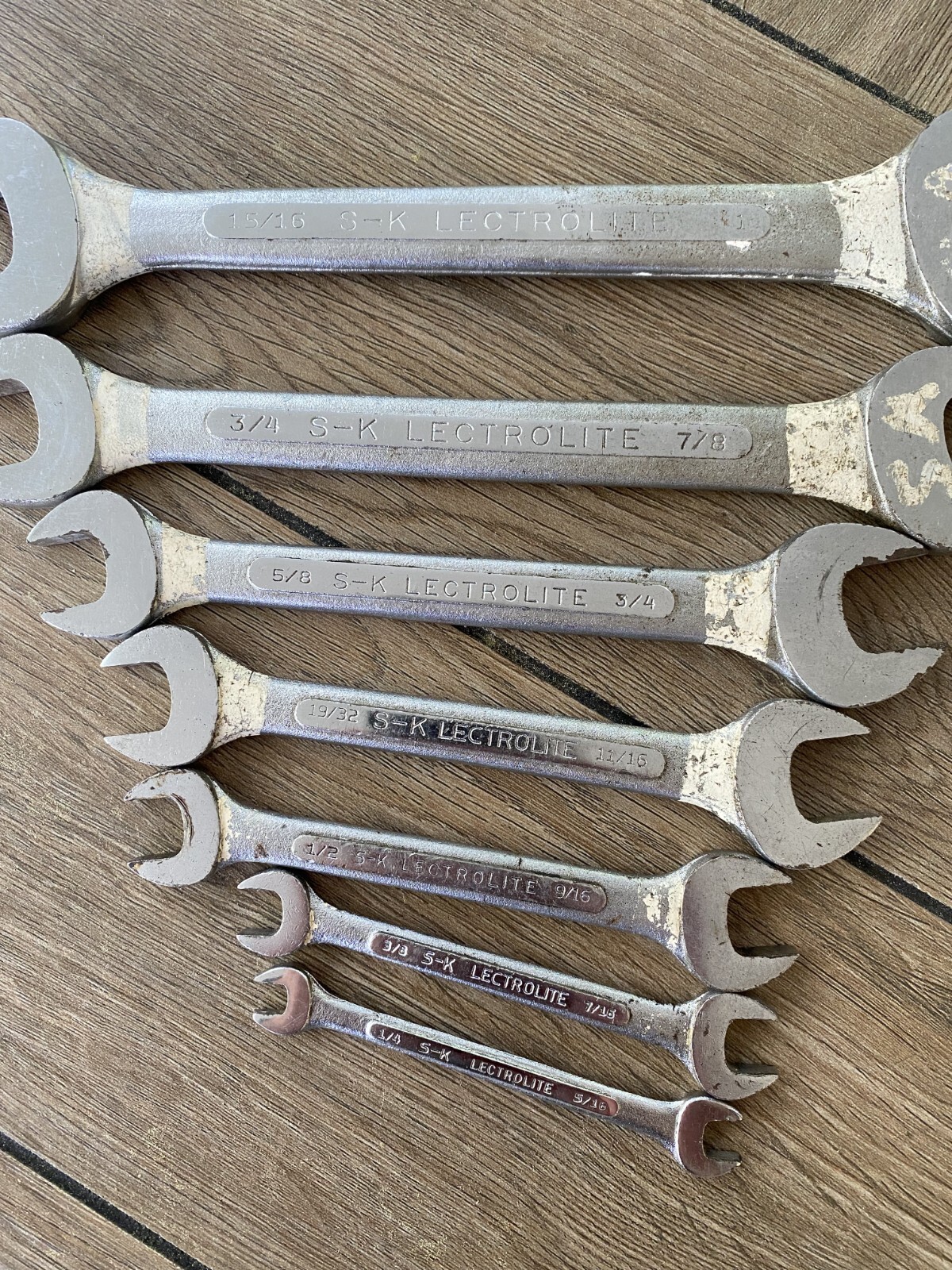 Vintage S-K Tools Lectrolite 7pc SAE Wrench Set USA +FAST SHIPPING!