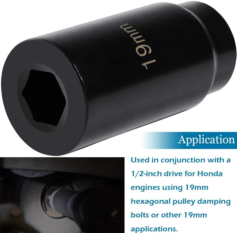 77080 19 mm Harmonic Balancer Socket Tool fit for Honda Engines Heavy Steel