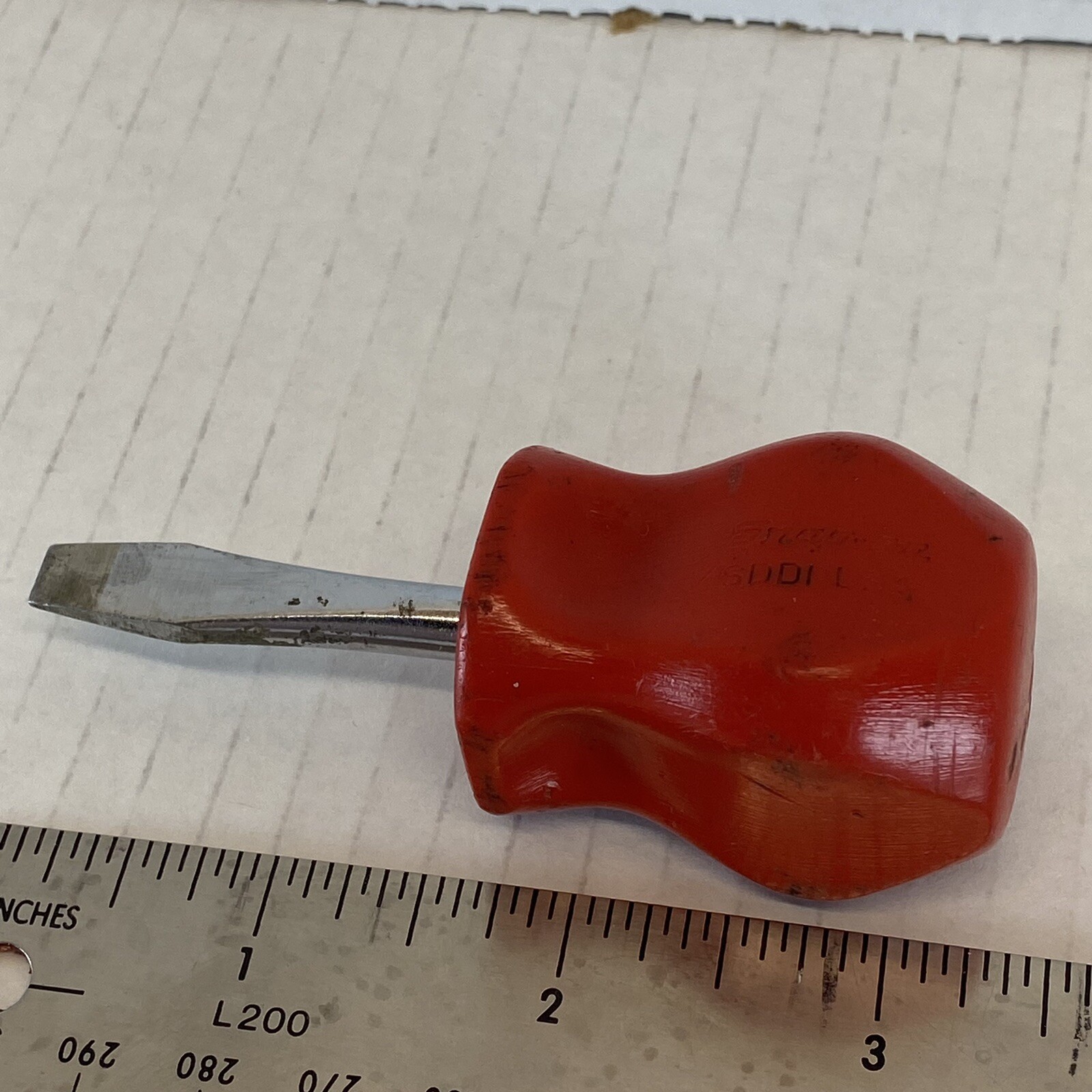 Snap On SDD1 Stubby Flat Head Screwdriver RED USA