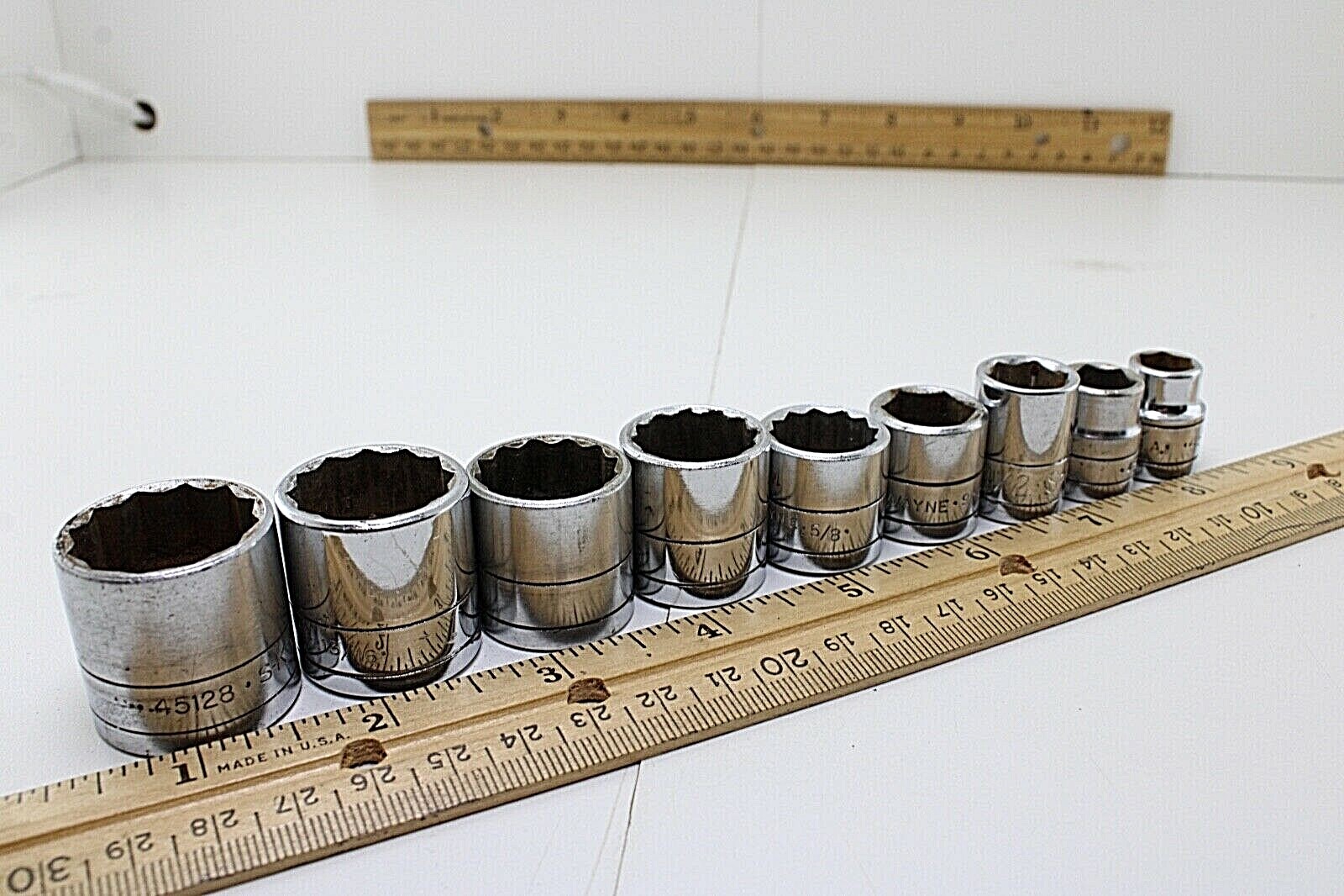 S-K Tools 45128-45112 7/8″-3/8″ 3/8″ Drive 9 Piece 12/6 Point Sockets Set USA