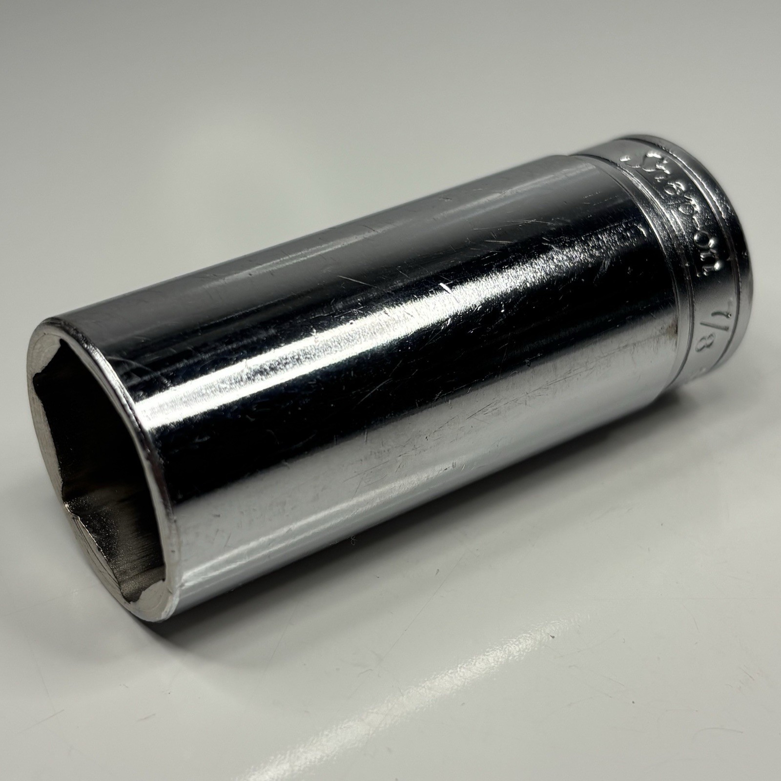Snap On Tools SFS281 3/8 Dr 6Pt SAE 7/8 Flank Drive Deep Chrome Socket USA VTG