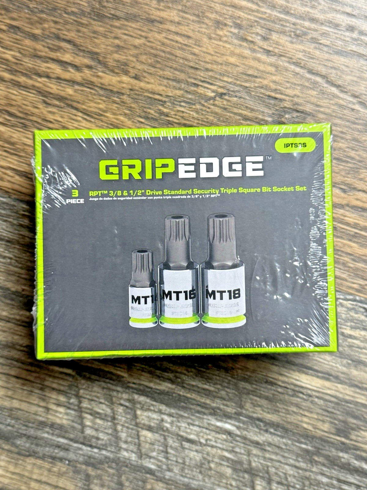 Grip Edge Tools 3-PC RPT 3/8″ & 1/2″ Dr. Triple Square Bit Socket Set #IPTS3S