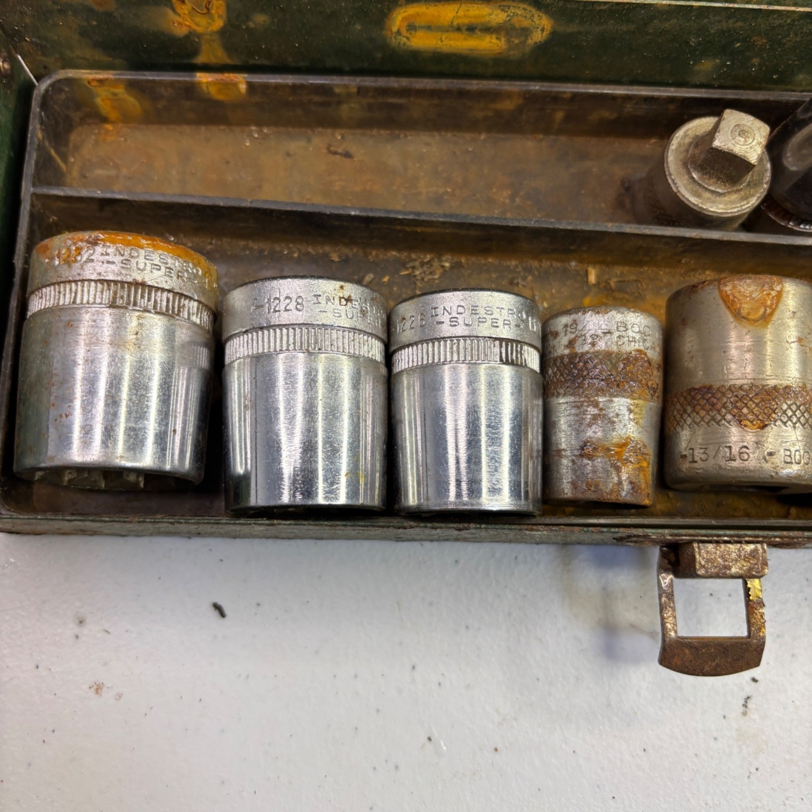 Indestro Super & Bog 1/2″ 12 Point SAE Mixed Socket Lot Made In USA