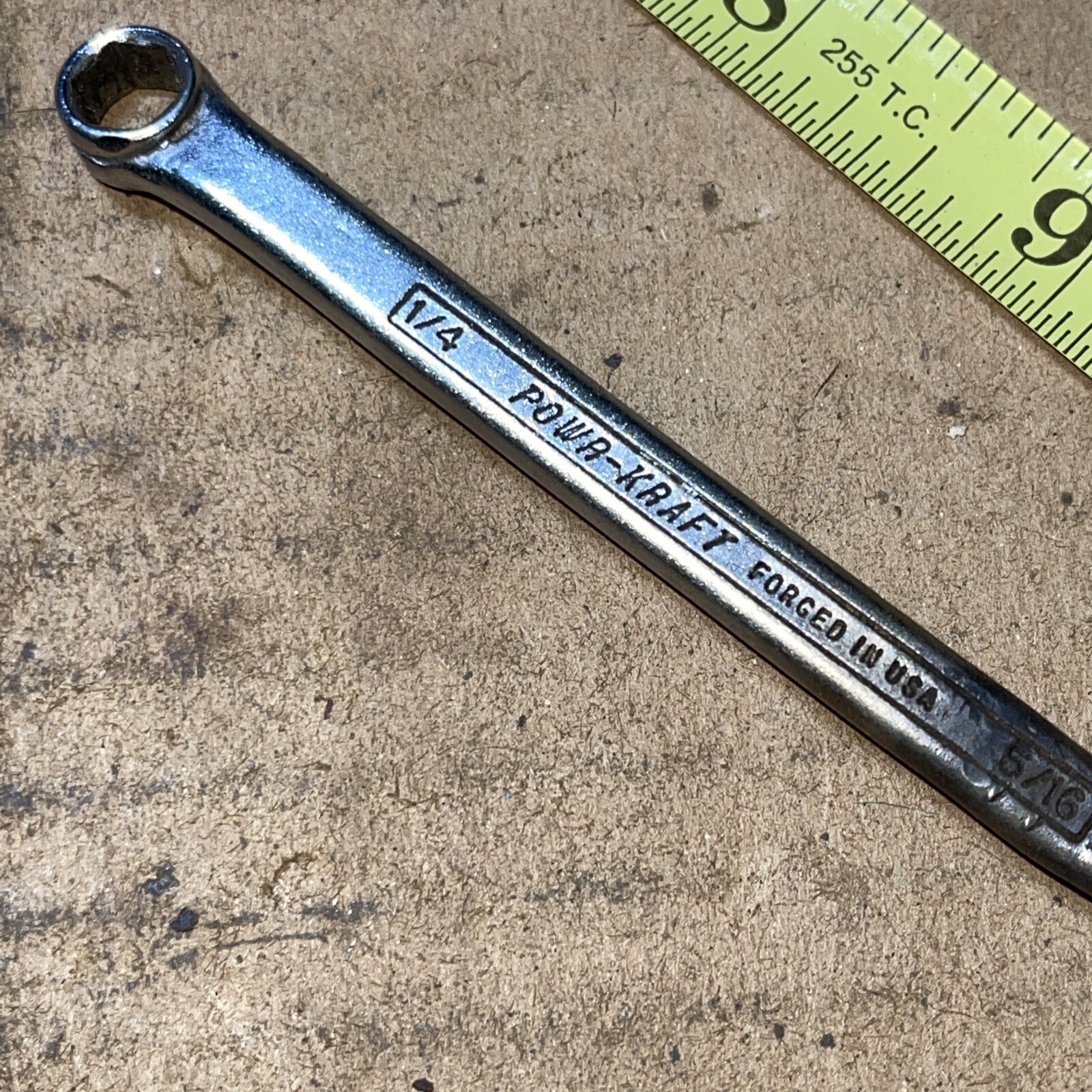 vintage Powr Kraft USA 1/4 in x 5/16 in S-K SAE 6 & 12 Point Wrench Box End