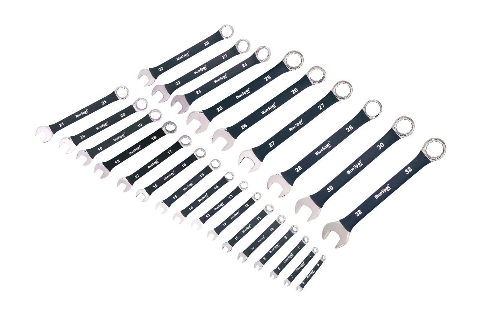 Blue Spot 25pc Combination Spanner Set Metric 6-32mm Soft Grip Wrench Set