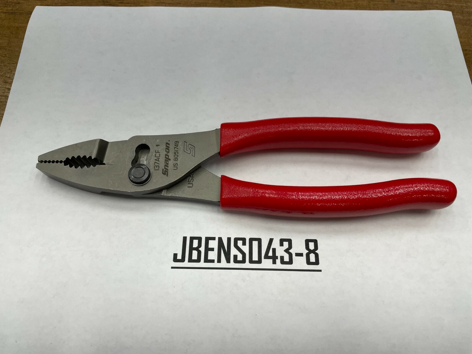 Snap-on Tools USA NEW RED 8″ Soft Grip Combo Slip-Joint Pliers w/ Cutter 137ACF