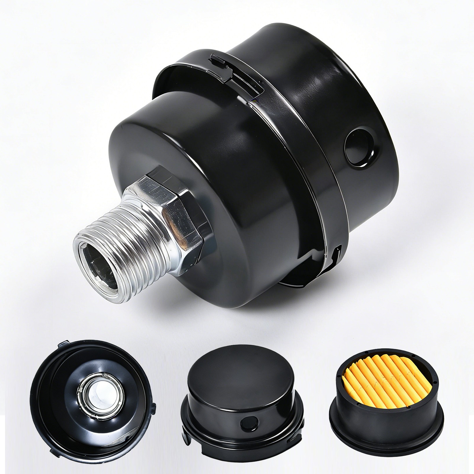 2 Pack 1/2″ NPT Air Compressor Silencer Filter 20mm Metal Noise Muffler Intake