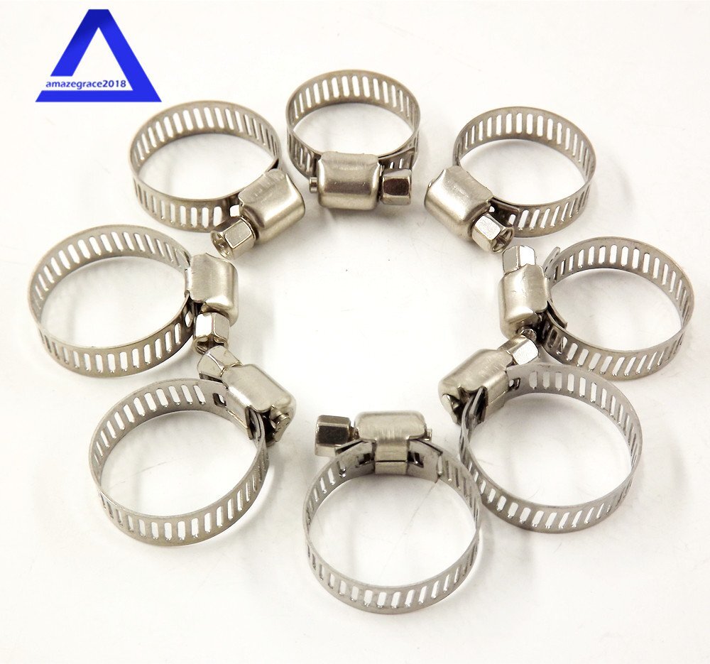 100pcs 1/2″-3/4″ Adjustable Stainless Steel Drive Hose Clamps Fuel Line Worm