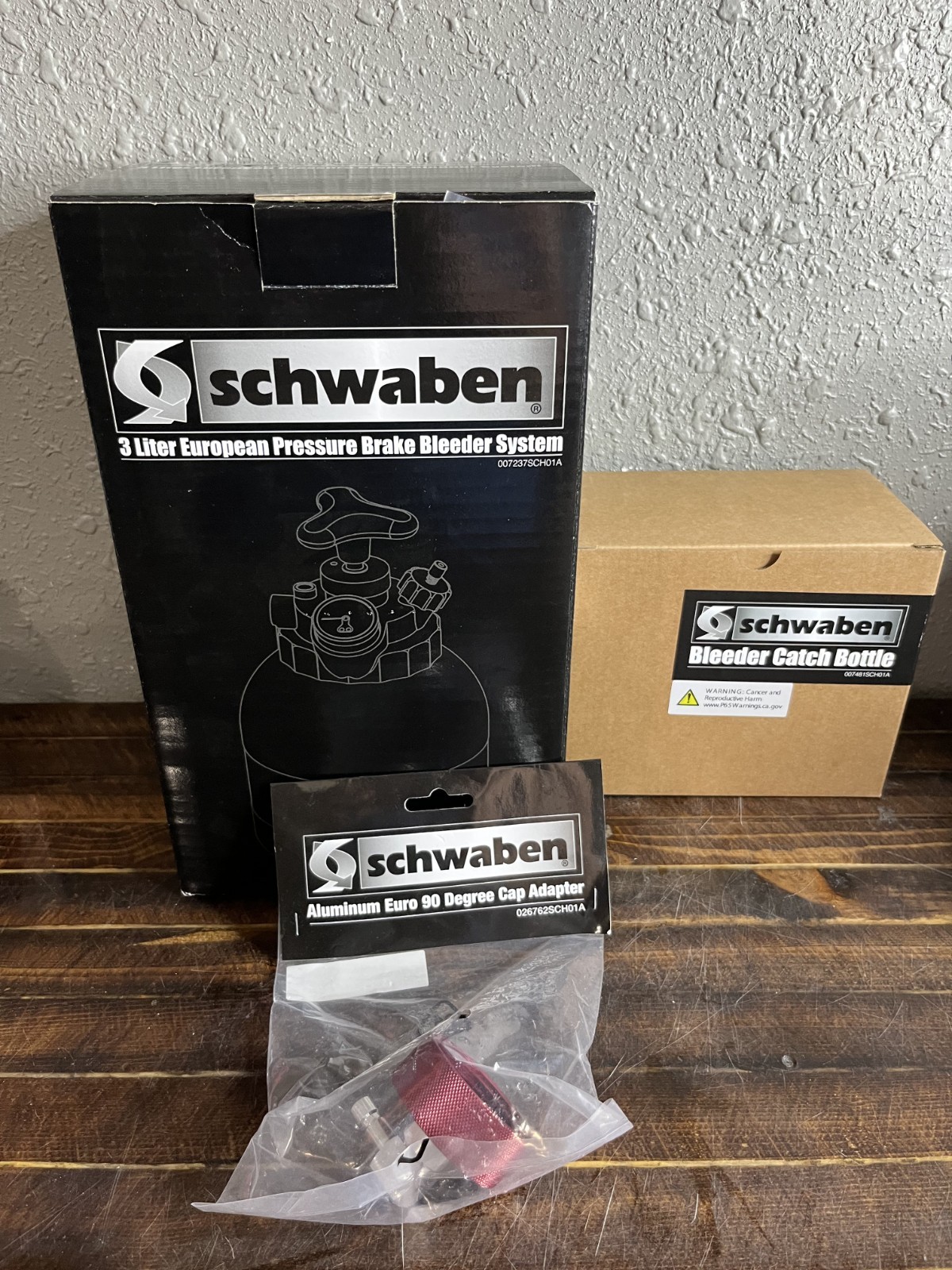 Schwaben 3 Liter European Pressure Brake Bleeder System Catch Bottle 90 Adapter