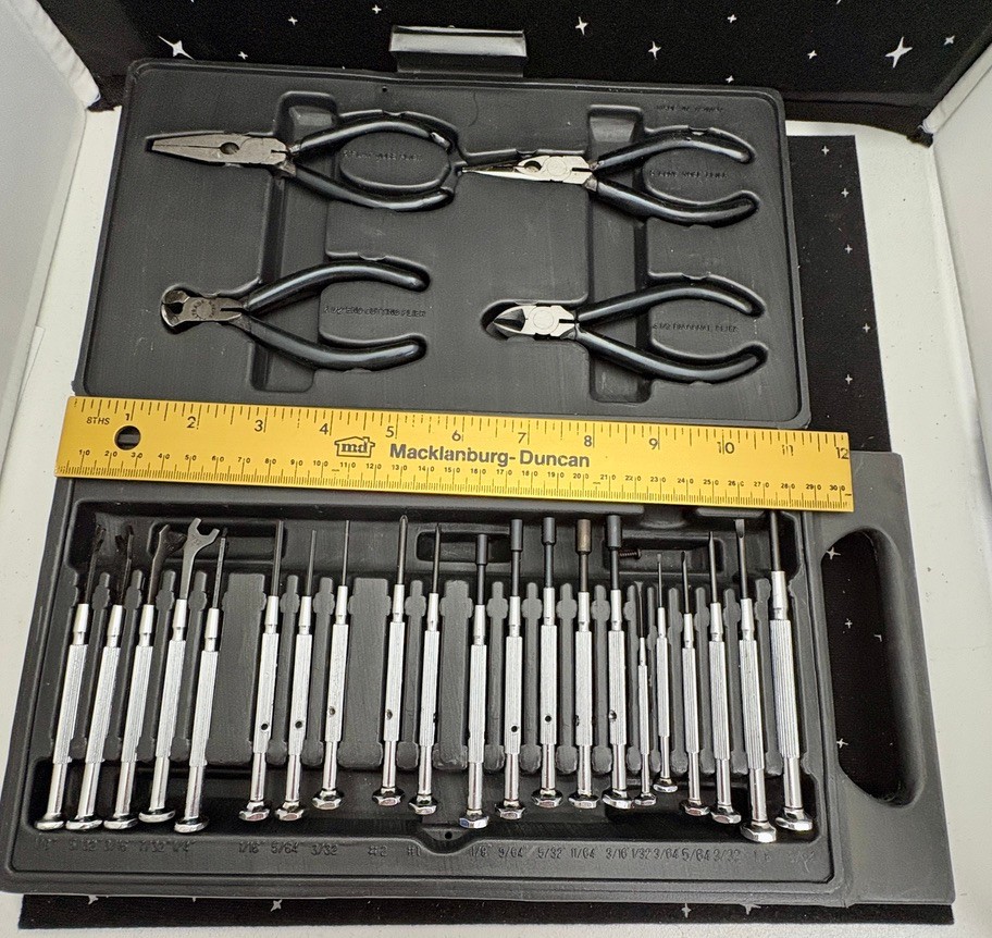 Vintage 25 Piece Alltrade Tool Set Pliers & Precision Screwdrivers W/Black Case