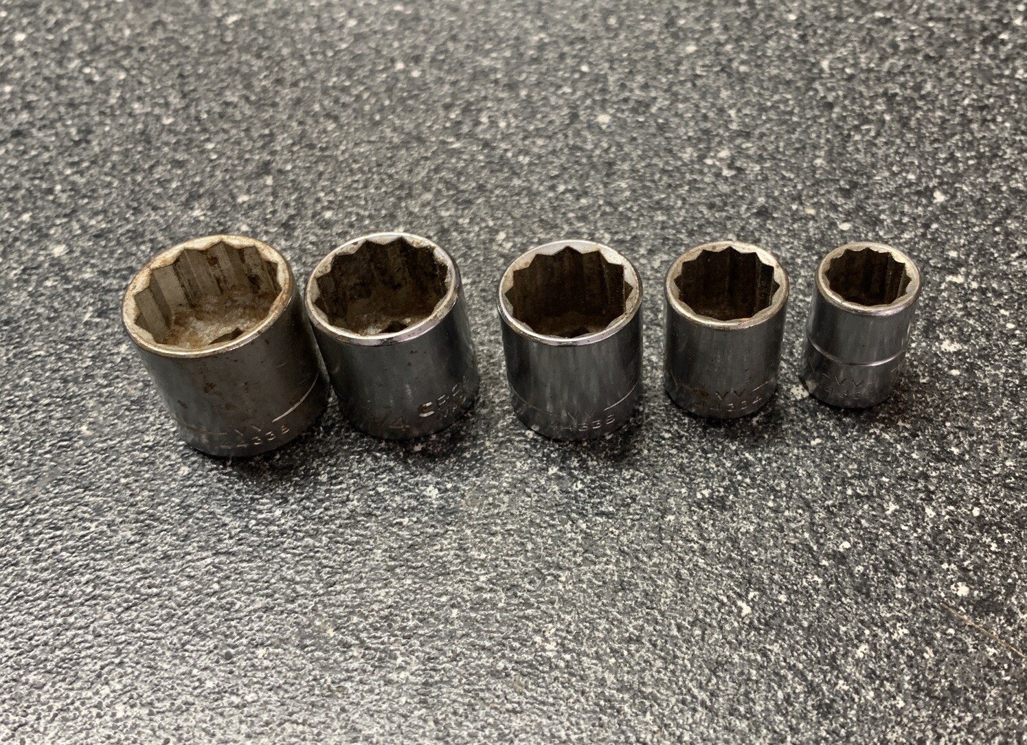 CRAFTSMAN USA -VV- 44332 44334 44336 44337 44338 12-Point Sockets Lot of 5