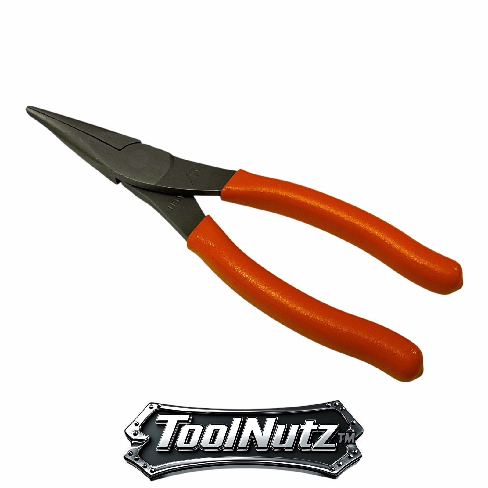 Snap-on Tools NEW 96ACFO 8in ORANGE Soft Grip Rounded Jaw Needle Nose Pliers USA