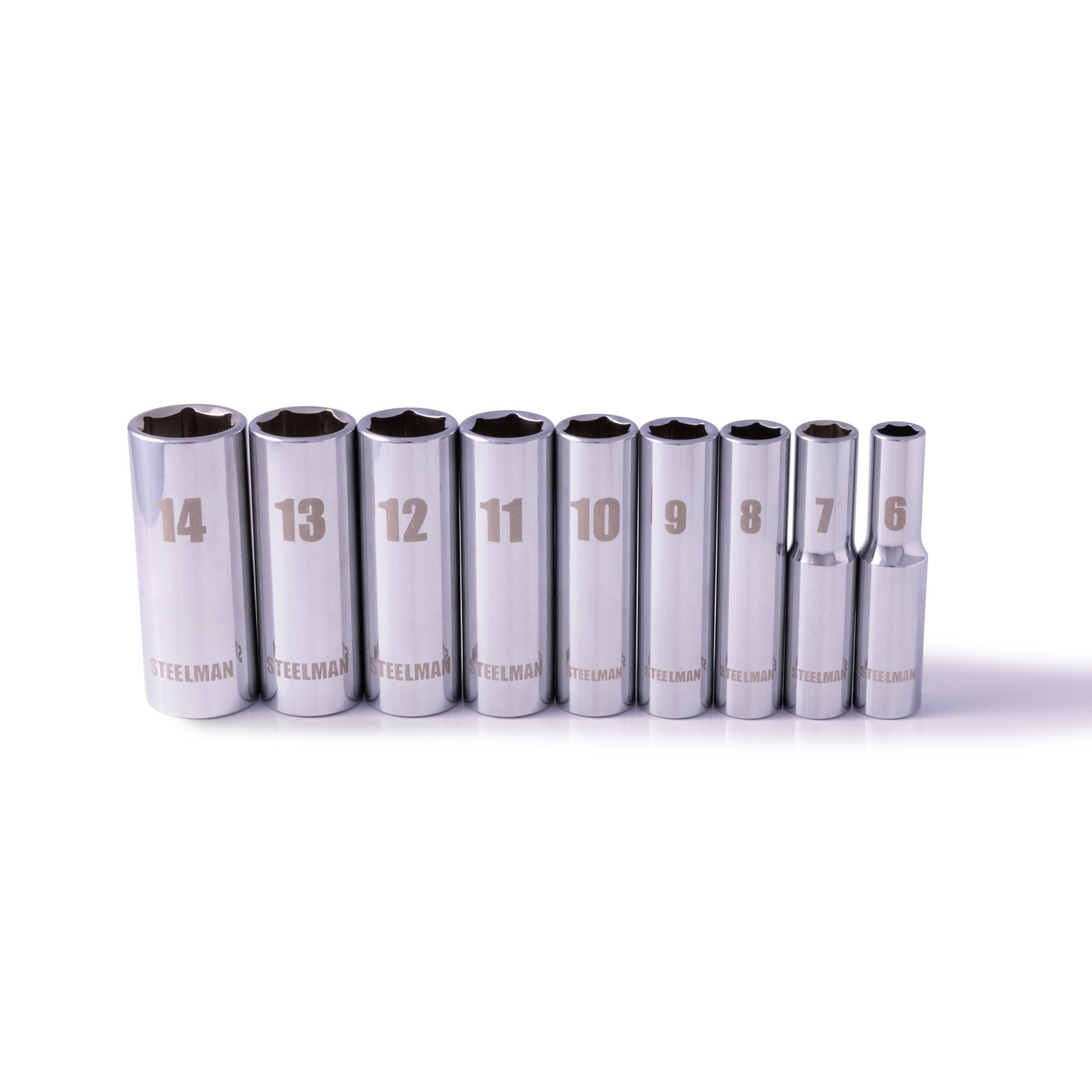 Steelman 9 Piece 1/4 in. Drive Deep Well Socket Set Metric 78521