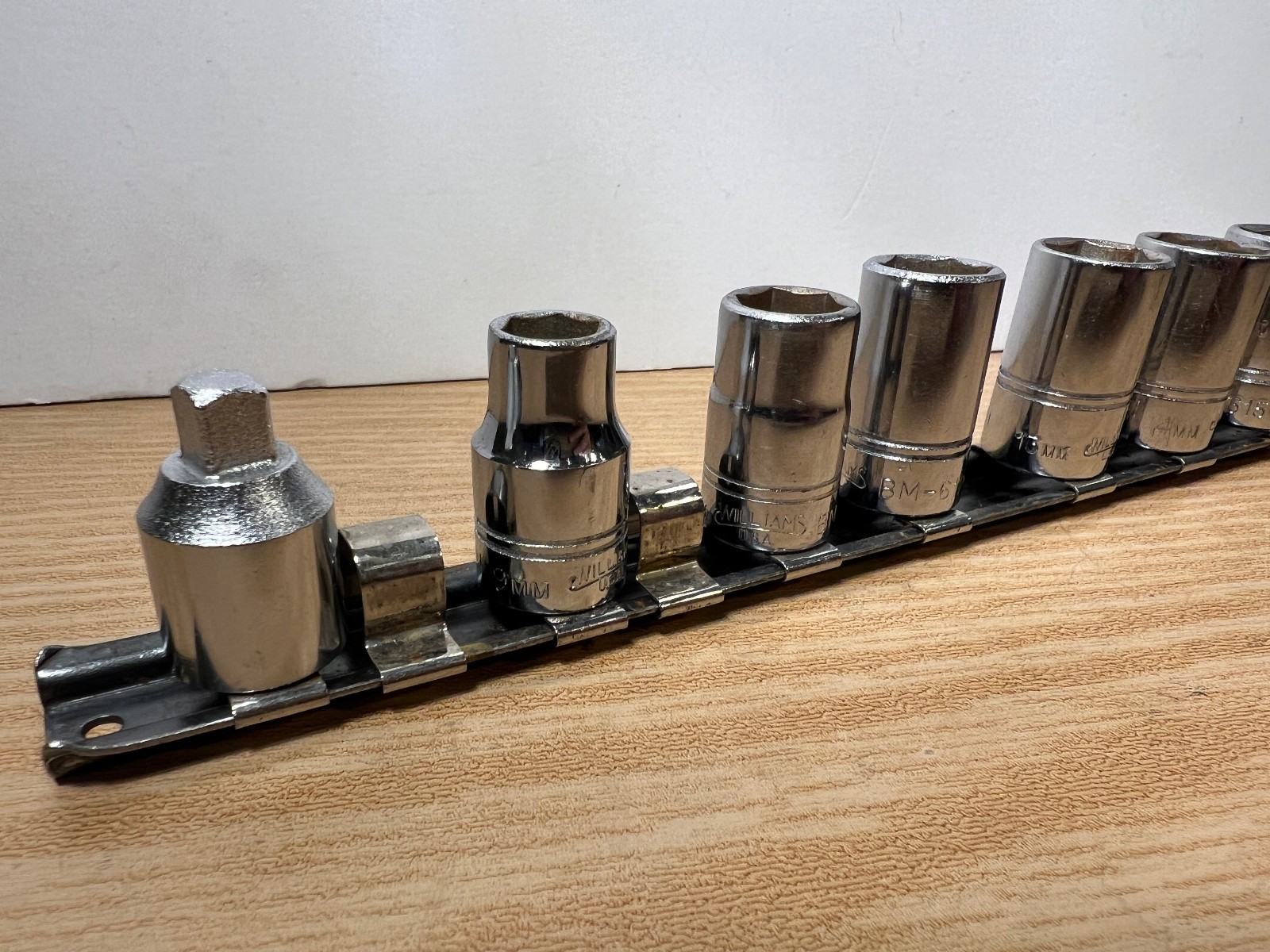Vintage 1970 Vulcan Williams BM Metric Shallow Socket 10pc Set 3/8 Drive USA 6pt