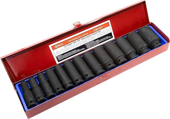 Genius 13 Piece 1/2″ Drive SAE Deep Impact Socket Set CM-031 (CD413S)