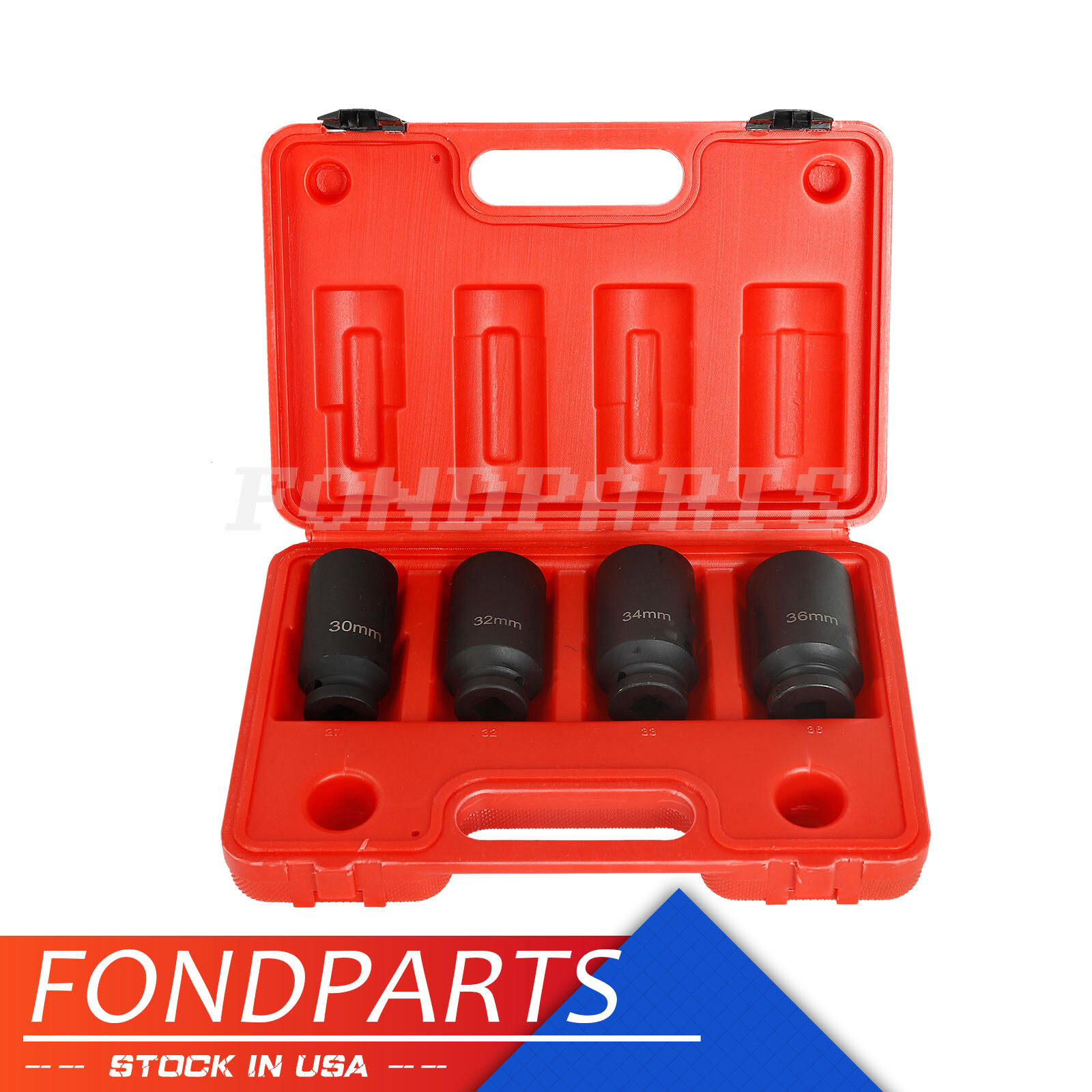 4pc 1/2″dr 12pt Drive Deep Spindle Axle Nut Socket Set 30mm 32mm 34mm 36mm