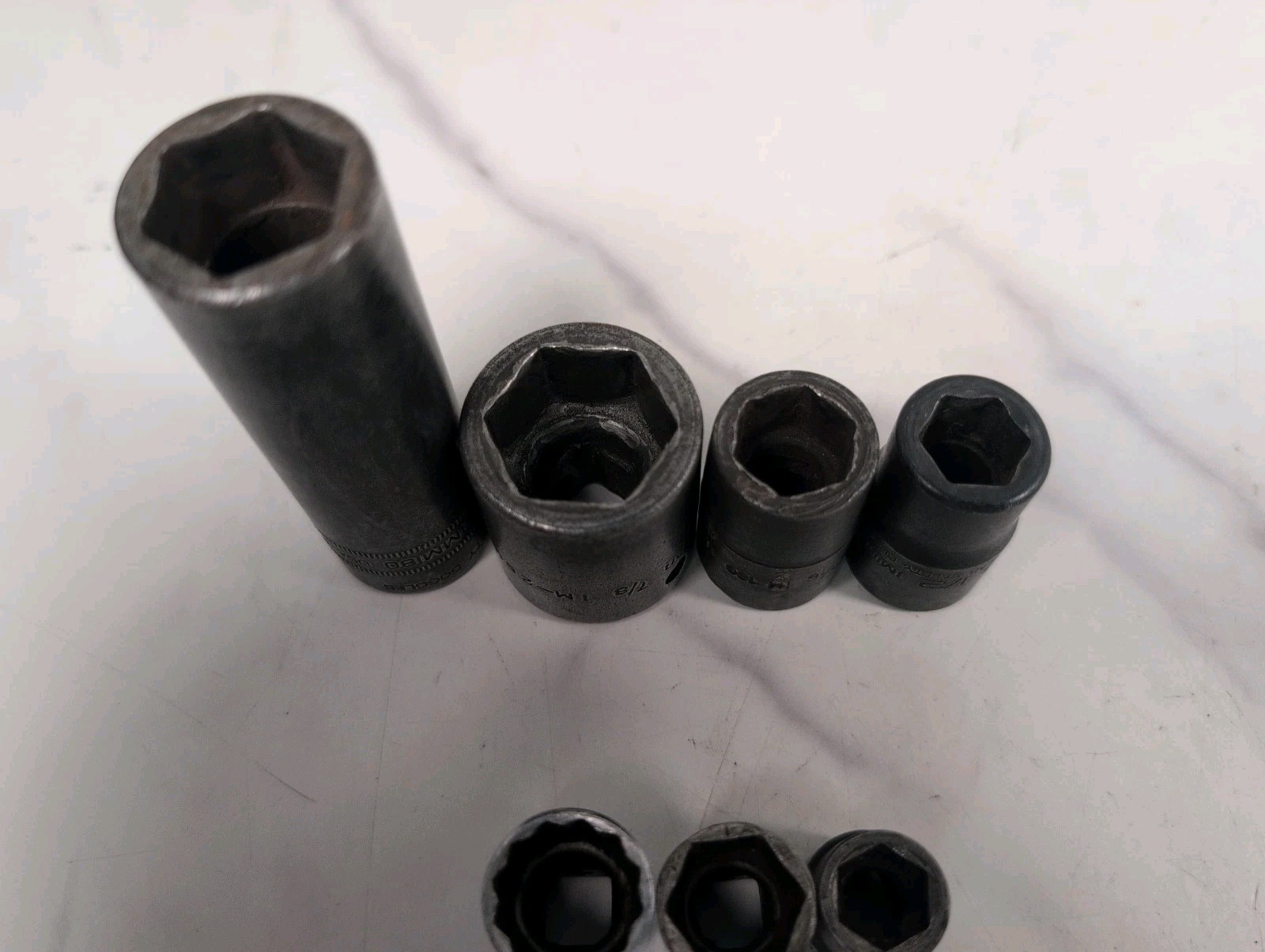 Snap-On Tools 3/8″ & 1/2″ Drive 6pt SAE & Metric Socket Lot of 7 USA