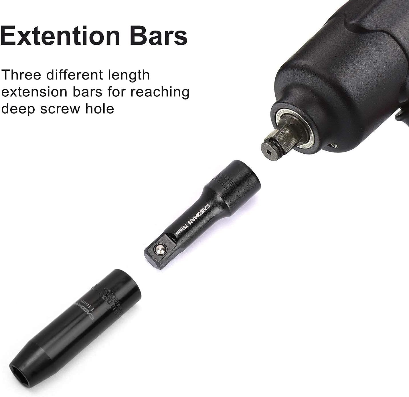 9-Piece Extension Bar Set for 1/4, 3/8 and 1/2 Drive Sockets with Carrying Case