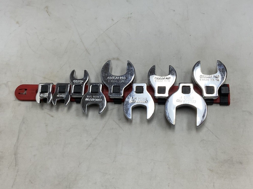Cougar Pro Crowfoot Wrench Set 9 Piece 1″, 13/16 11/16 3/4 7/8 5/8 1/2 7/16 3/8