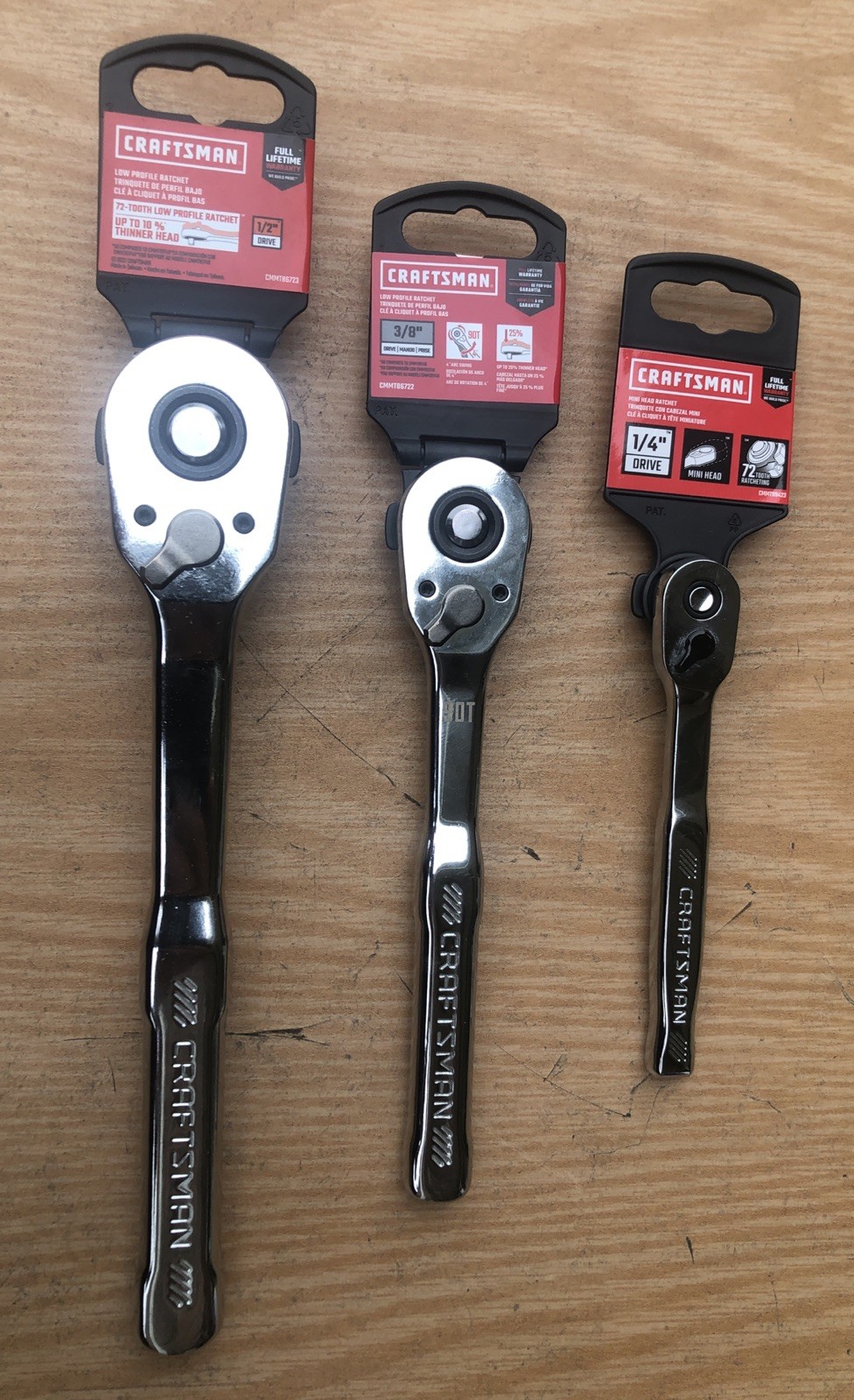 3 NEW CRAFTSMAN RATCHETS 1/4, 3/8 & 1/2 INCH DRIVE WITH QUICK RELEASE IN PACKAGE