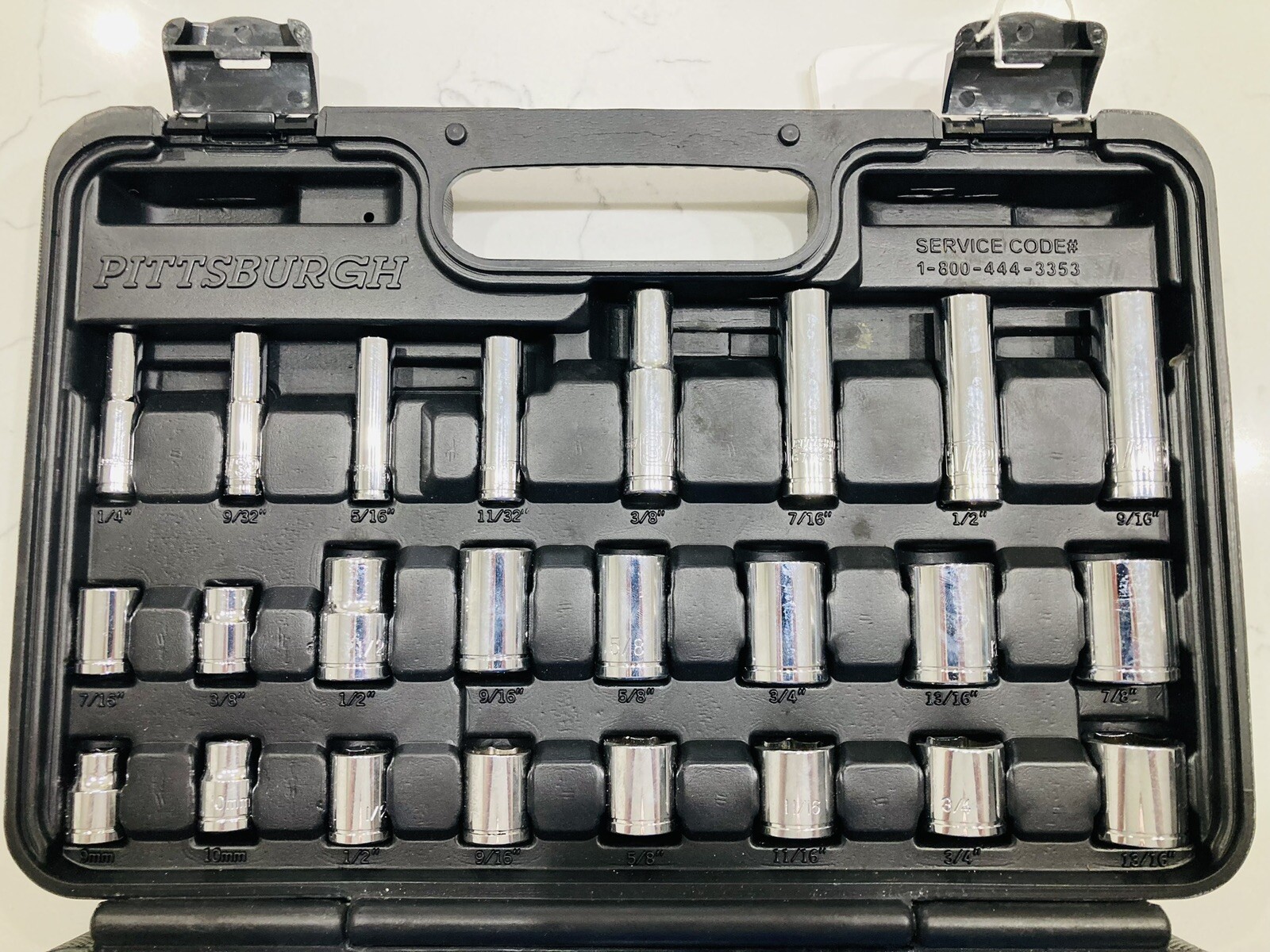 PITTSBURGH 1/4 in., 3/8 in., and 1/2 in. Drive Socket Set, 64-Piece