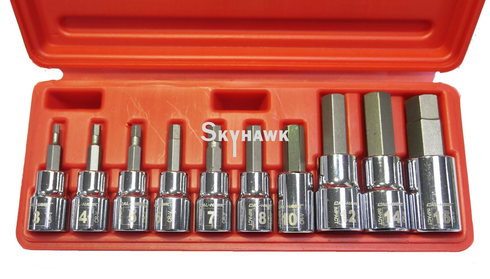 10pc Drop Forged Metric 3/8″ & 1/2″ Drive Hex Key Allen Head Socket Bit Set CR-V
