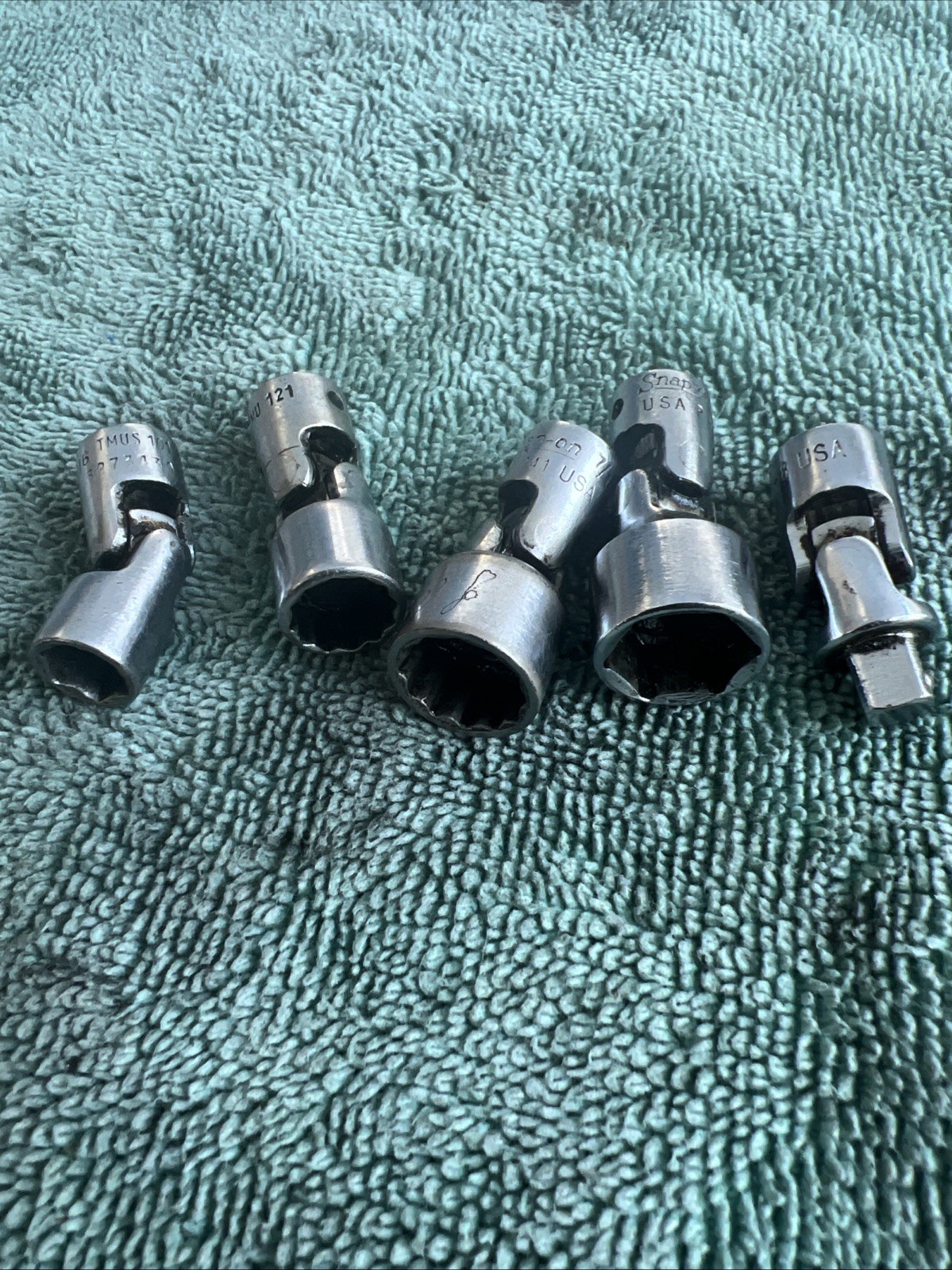 Snap-On 1/4” Drive 5pc Swivel Shallow Sockets 12 And 6pt 1/2,7/16,3/8,5/16,TM-8
