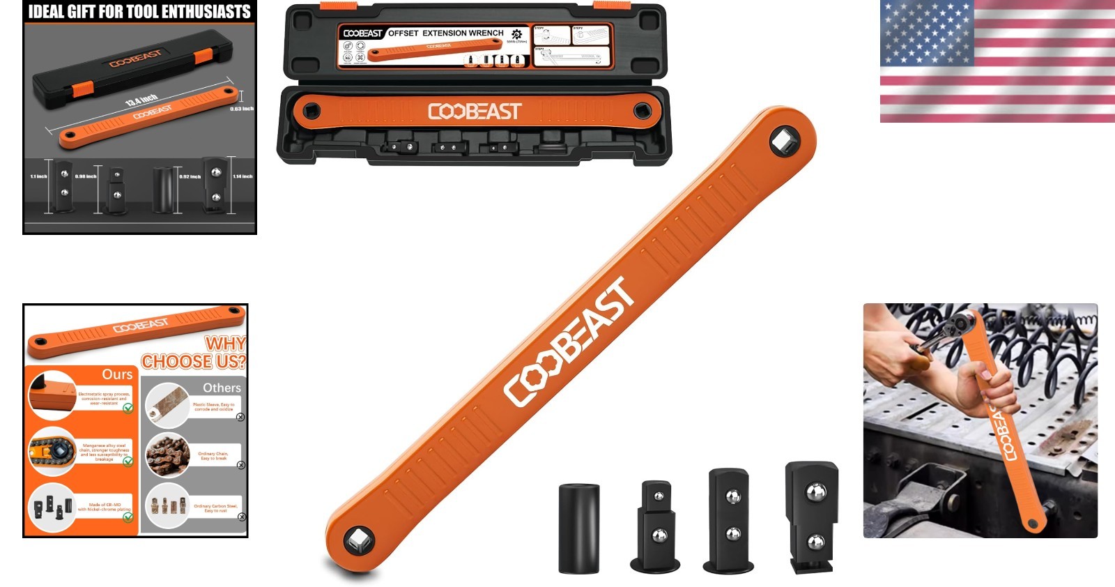 Impact Extension Wrench 13.4in Offset Socket Impact Ready Tool with Adapters